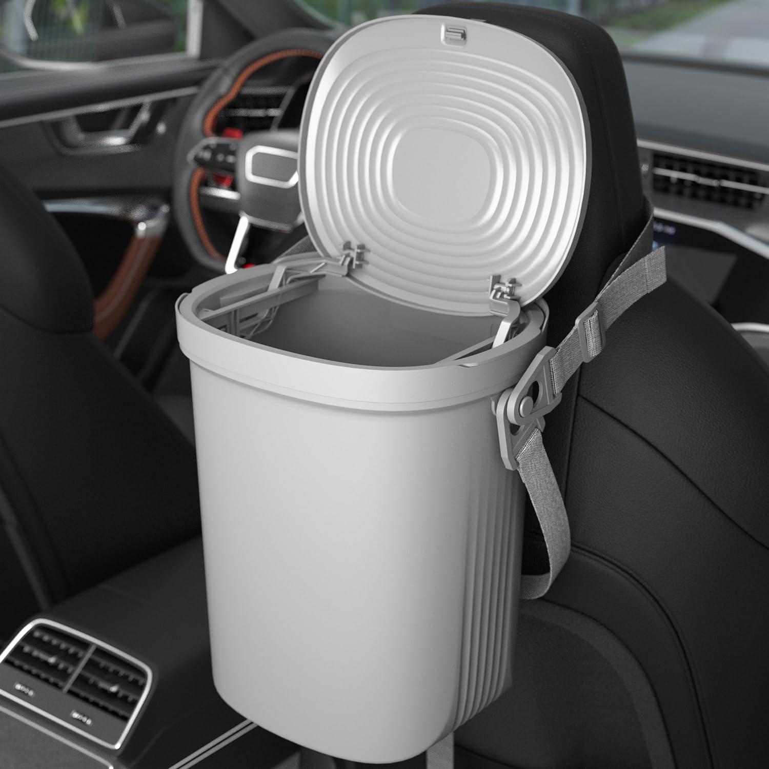 Garoopion soft silicone car trash bin resists squeezing for durable use.