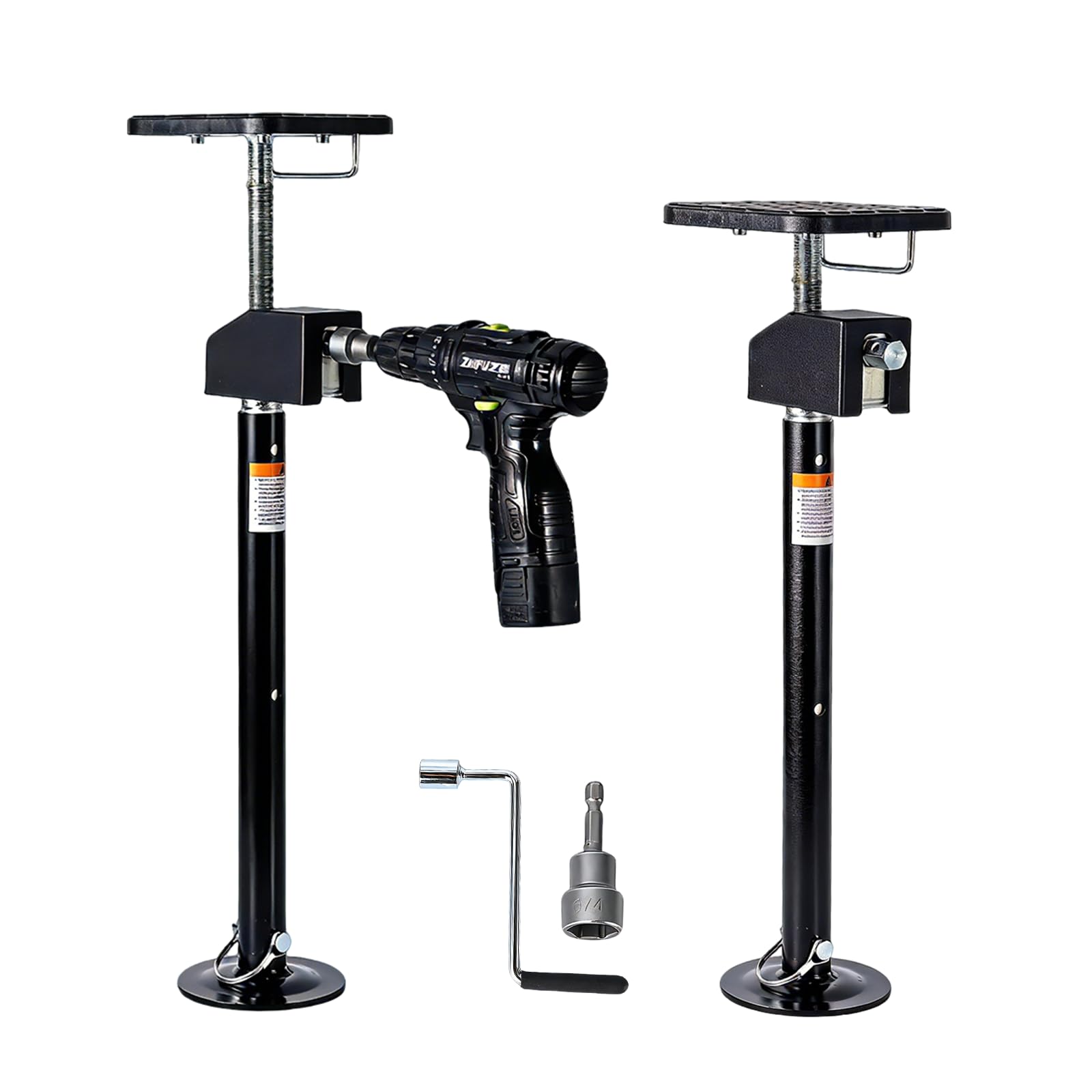 Garvee RV slide-out jack with flat-top block for stable contact on uneven ground