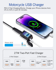 Garystat SAE‑to‑USB adapter connector enabling flexible motorcycle charging