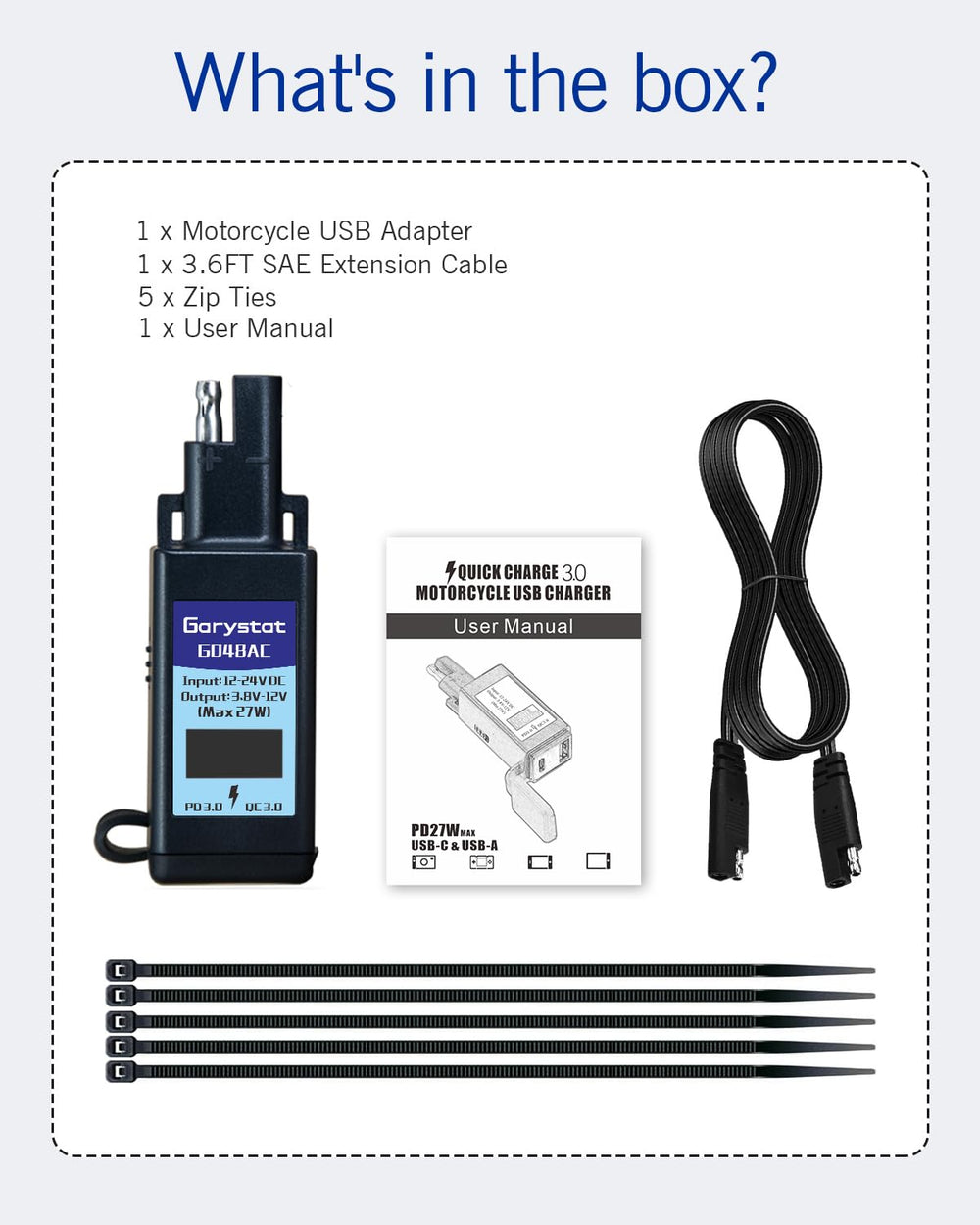 Garystat zip ties and mounting kit for quick secure installation on a bike