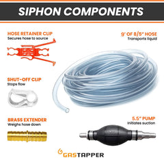 GasTapper 9-foot hose ready for easy siphoning and draining tasks.