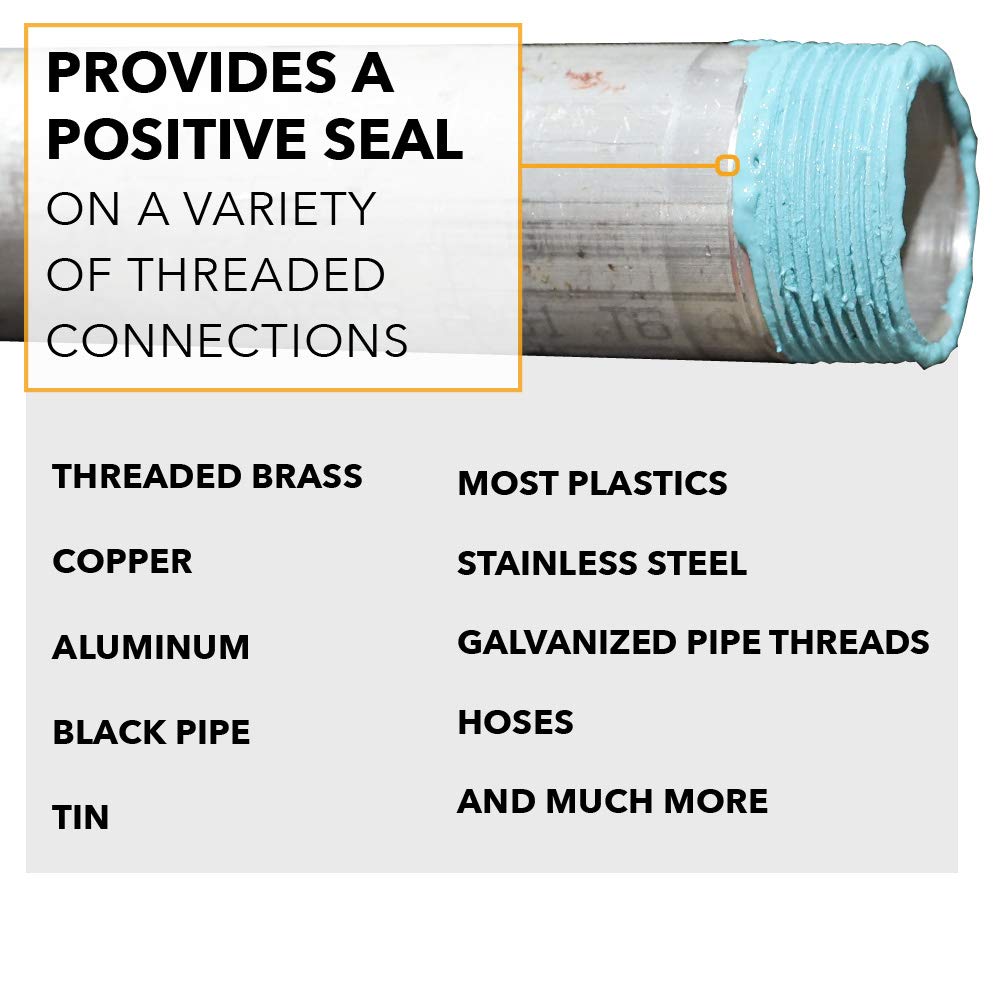 Gasoila Soft-Set seal on joint demonstrates broad metal and plastic compatibility.
