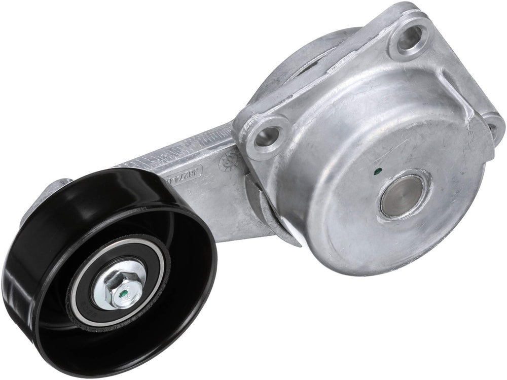 Gates DriveAlign 38274 front view tensioner showing compact 76 mm diameter design for reliable belt alignment