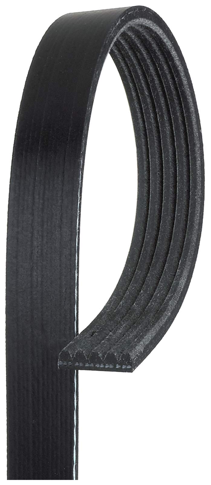 Gates K050345 Micro-V serpentine belt on engine pulley for reliable drive.