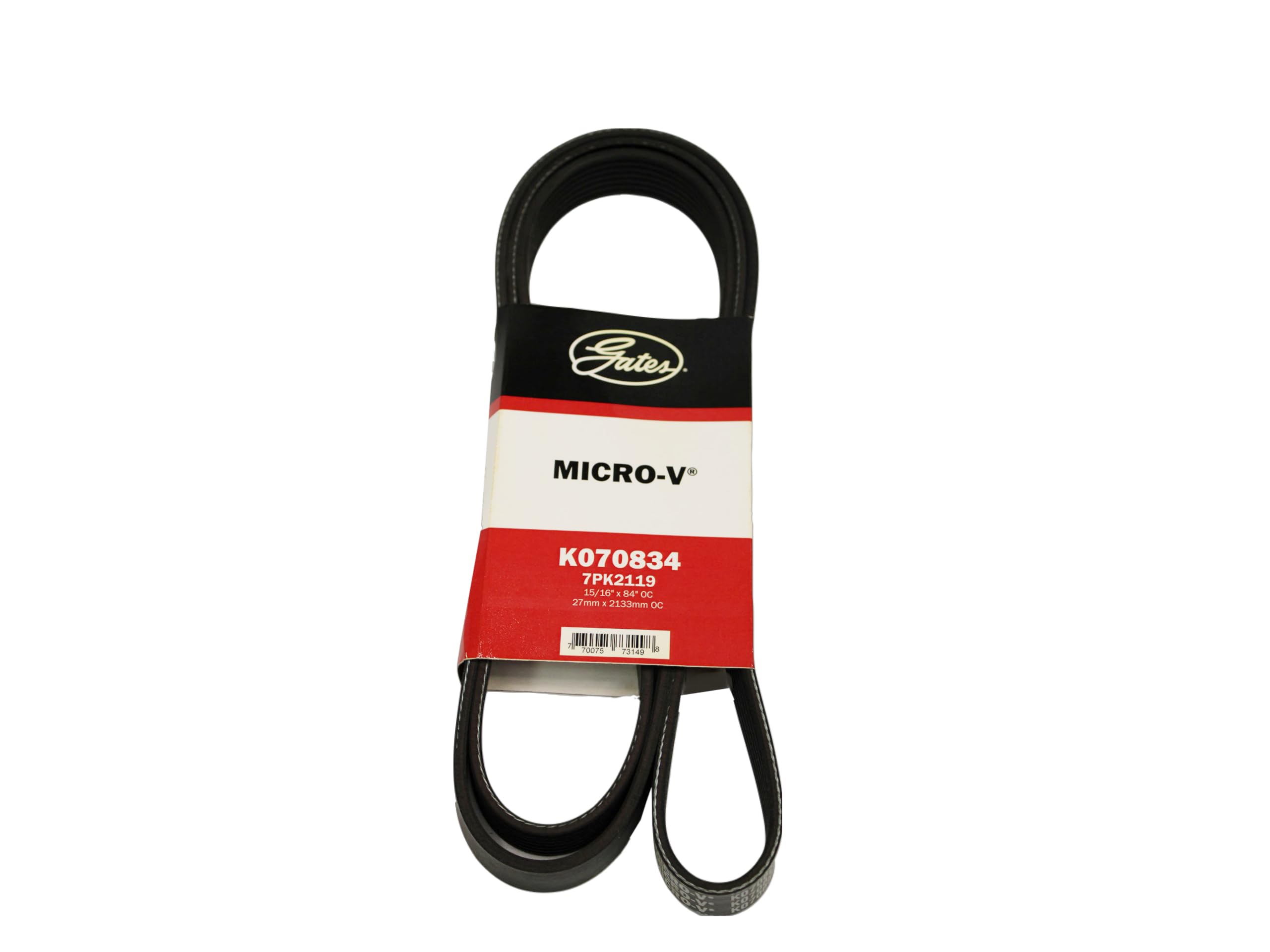 Gates Micro-V serpentine belt close-up highlights durable EPDM rib surface for long-lasting traction