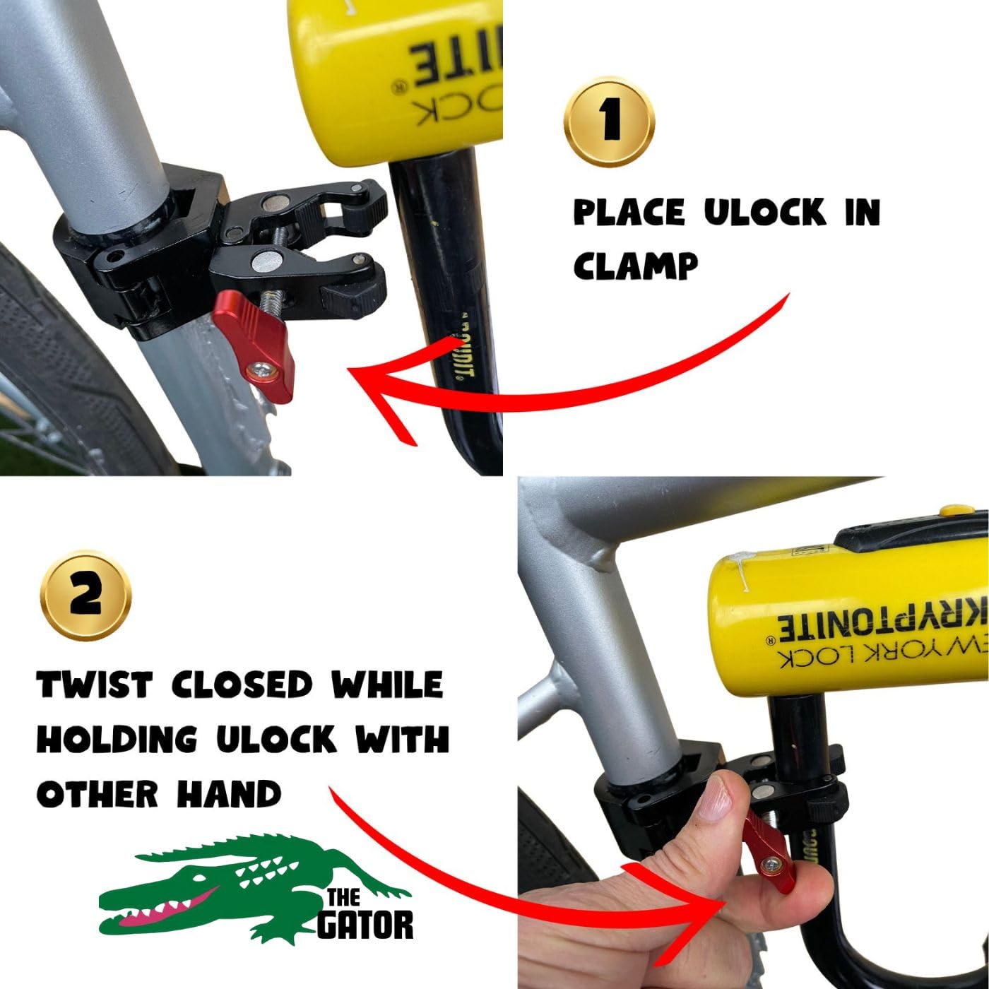 GATOR mounts on standard handlebars for versatile bike setups.
