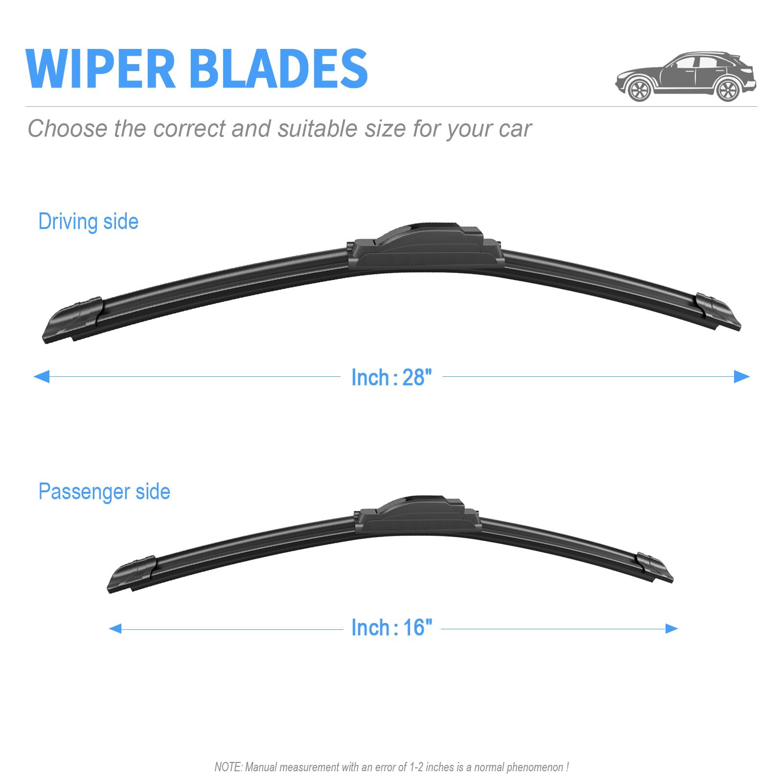 Gavimnal dual-flex wiper design adapts to curved windshields for streak-free results.