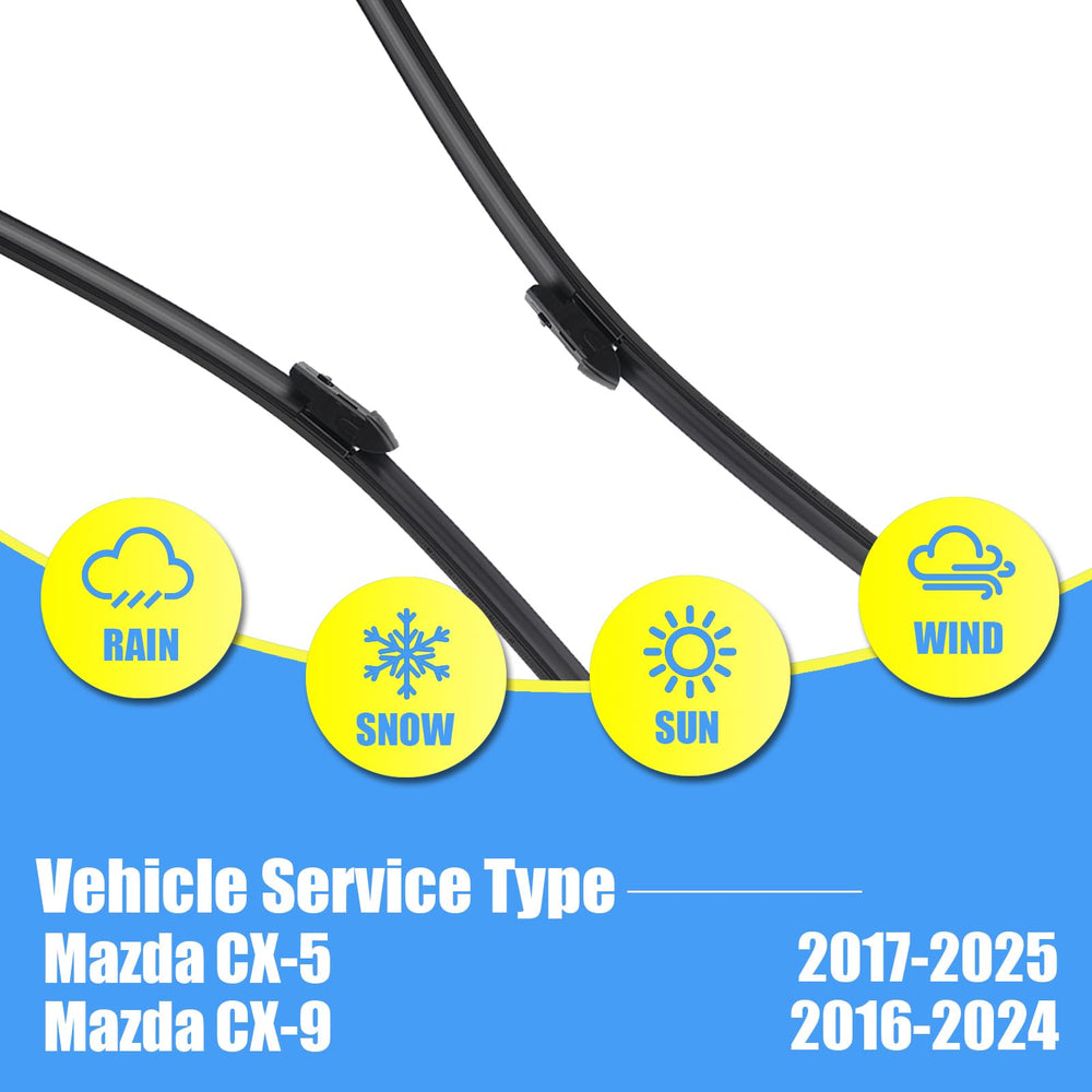 Gavimnal 18-inch passenger wiper blade enhances windshield clarity in wet conditions for Mazda CX-5 and CX-9