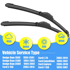 Gavimnal wiper blades on Ford F-150 front windshield for smooth rain wiping.