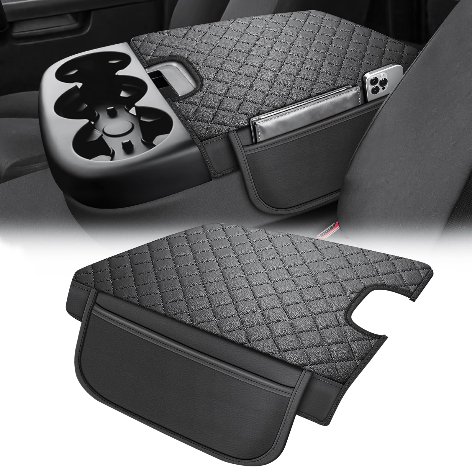 GAWAF center console cover front view showing a custom fit for 2007–2013 models