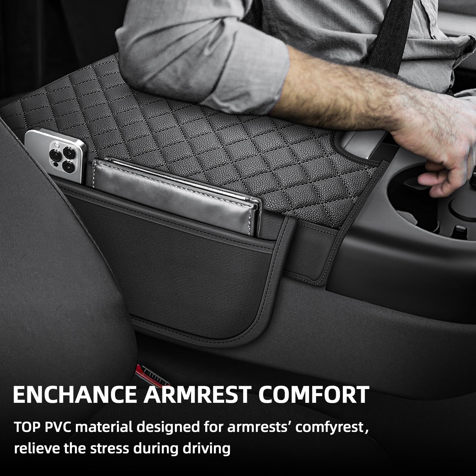 GAWAF armrest with soft leather padding for comfortable driving