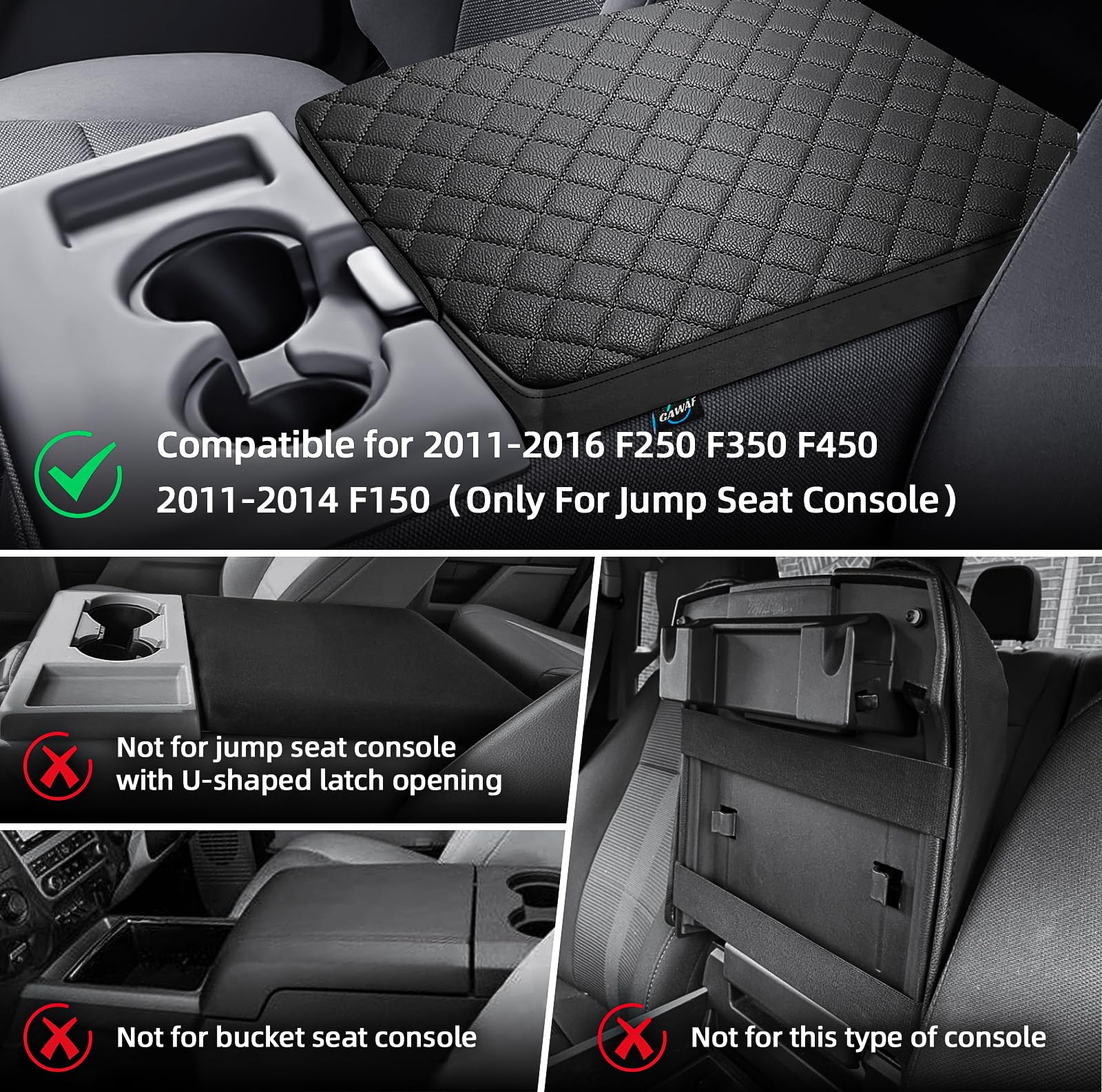 GAWAF jump-seat console cover adds durable protection and style.