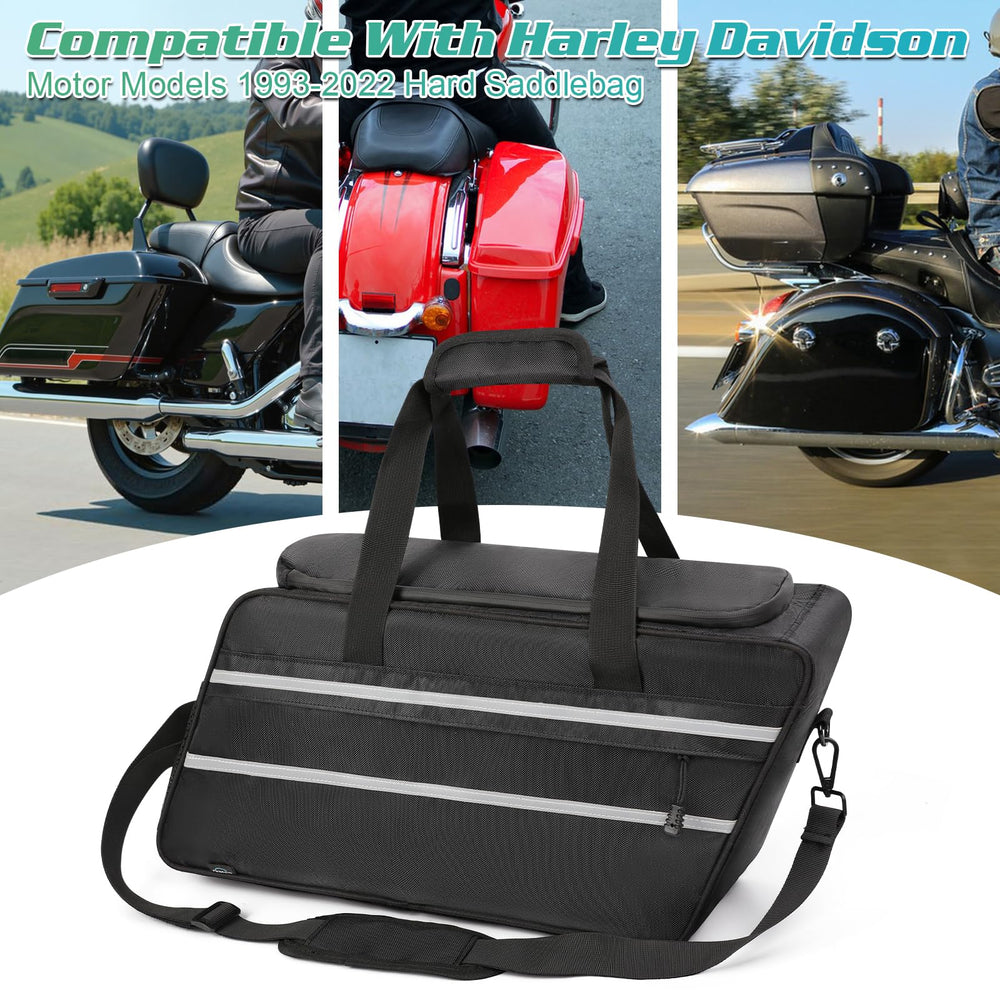 GAWAF motorcycle saddlebag cooler liner, detachable strap shows easy off-bike carrying.