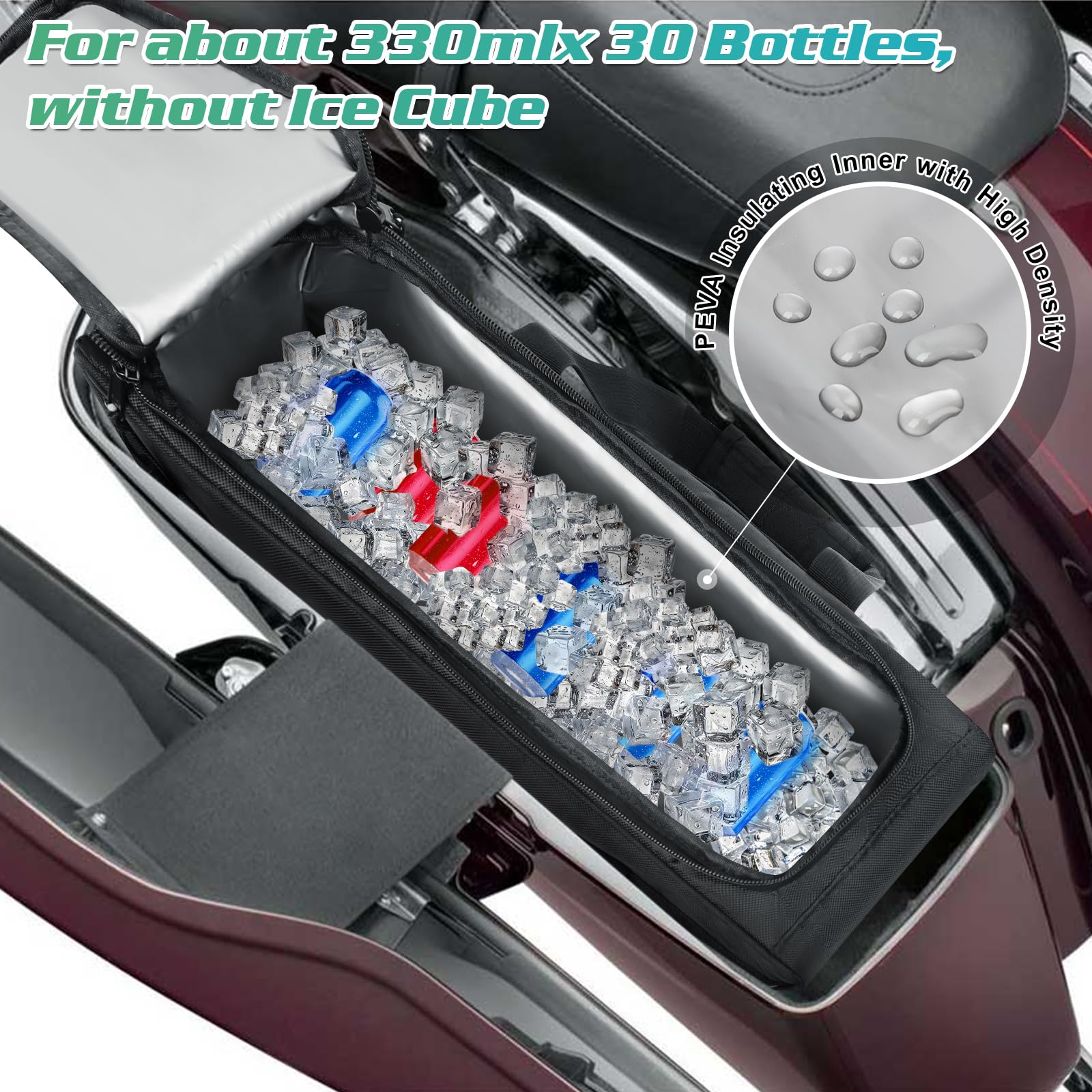 GAWAF saddlebag cooler liner side pockets keep keys and phone organized.