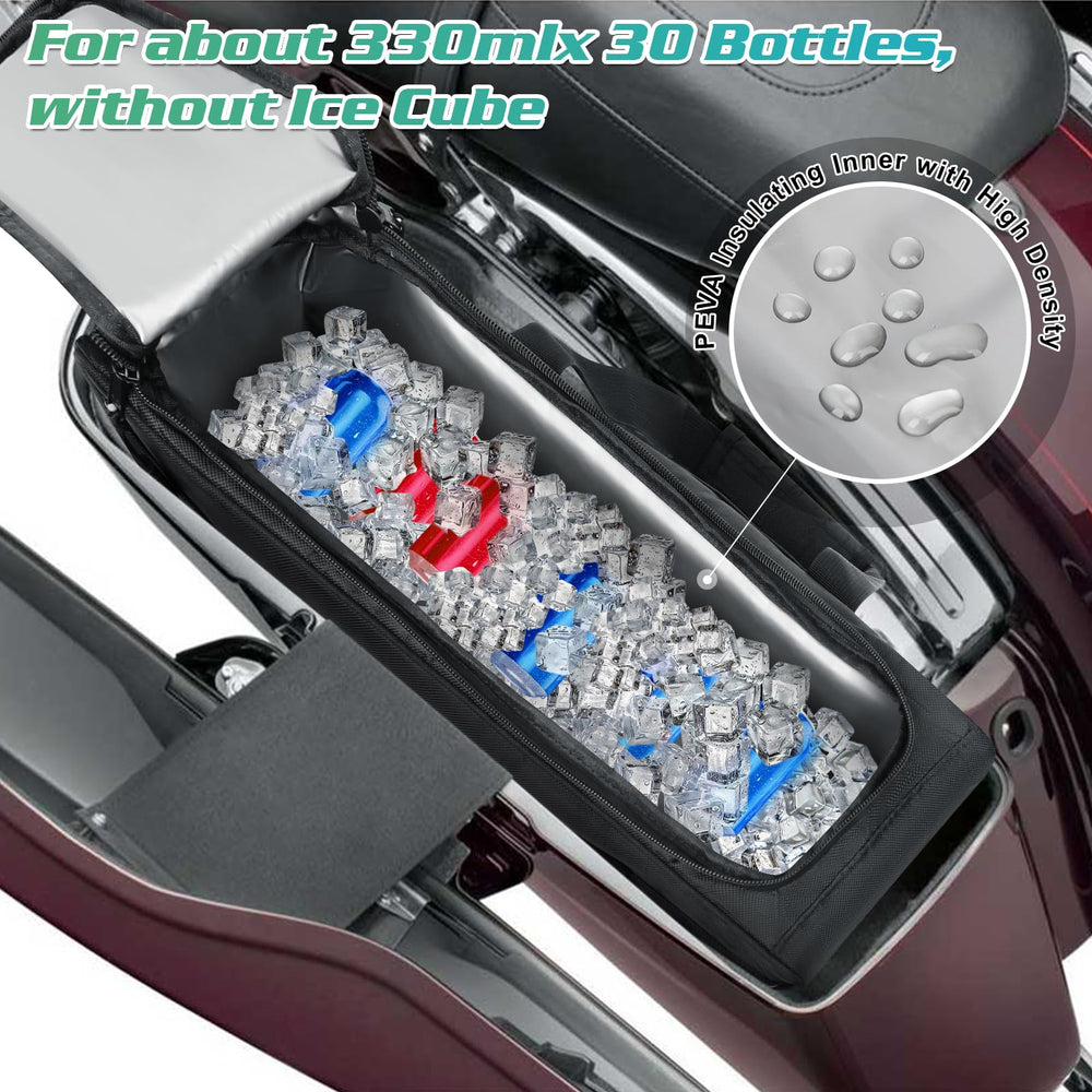 GAWAF saddlebag cooler liner side pockets keep keys and phone organized.
