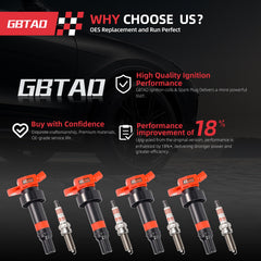 GBTAD ignition coil pack sideview highlights durable copper wires for strong conduction.