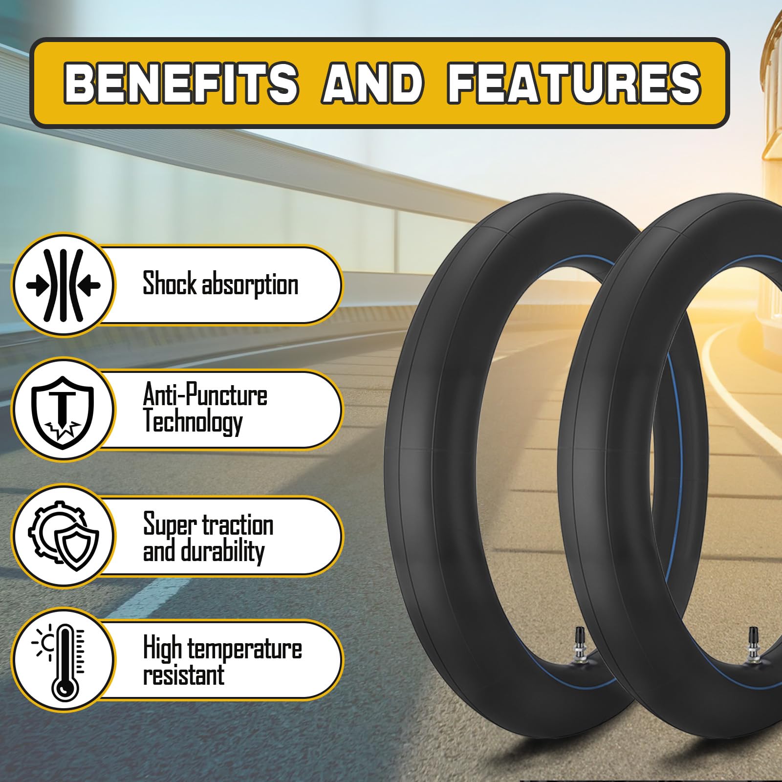 GDHSWJ 14in inner tube ideal for muddy and rocky off-road surfaces.