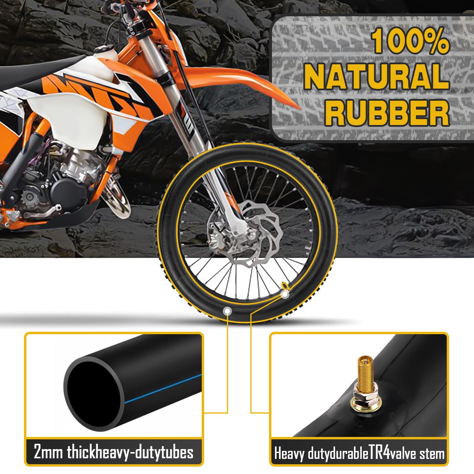 GDHSWJ TR4-valve 14in inner tube provides secure airtight seal.
