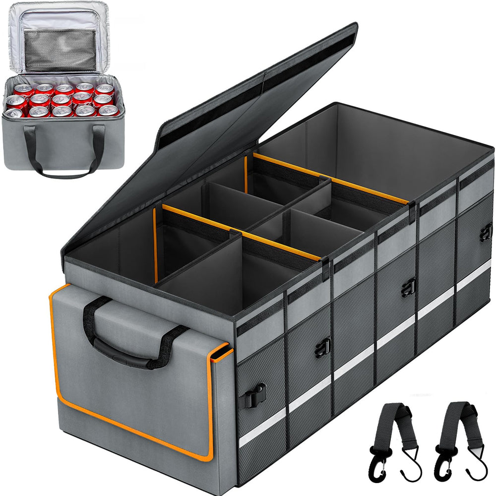 GDNasist trunk organizer with six dividers keeps cargo neat on road trips