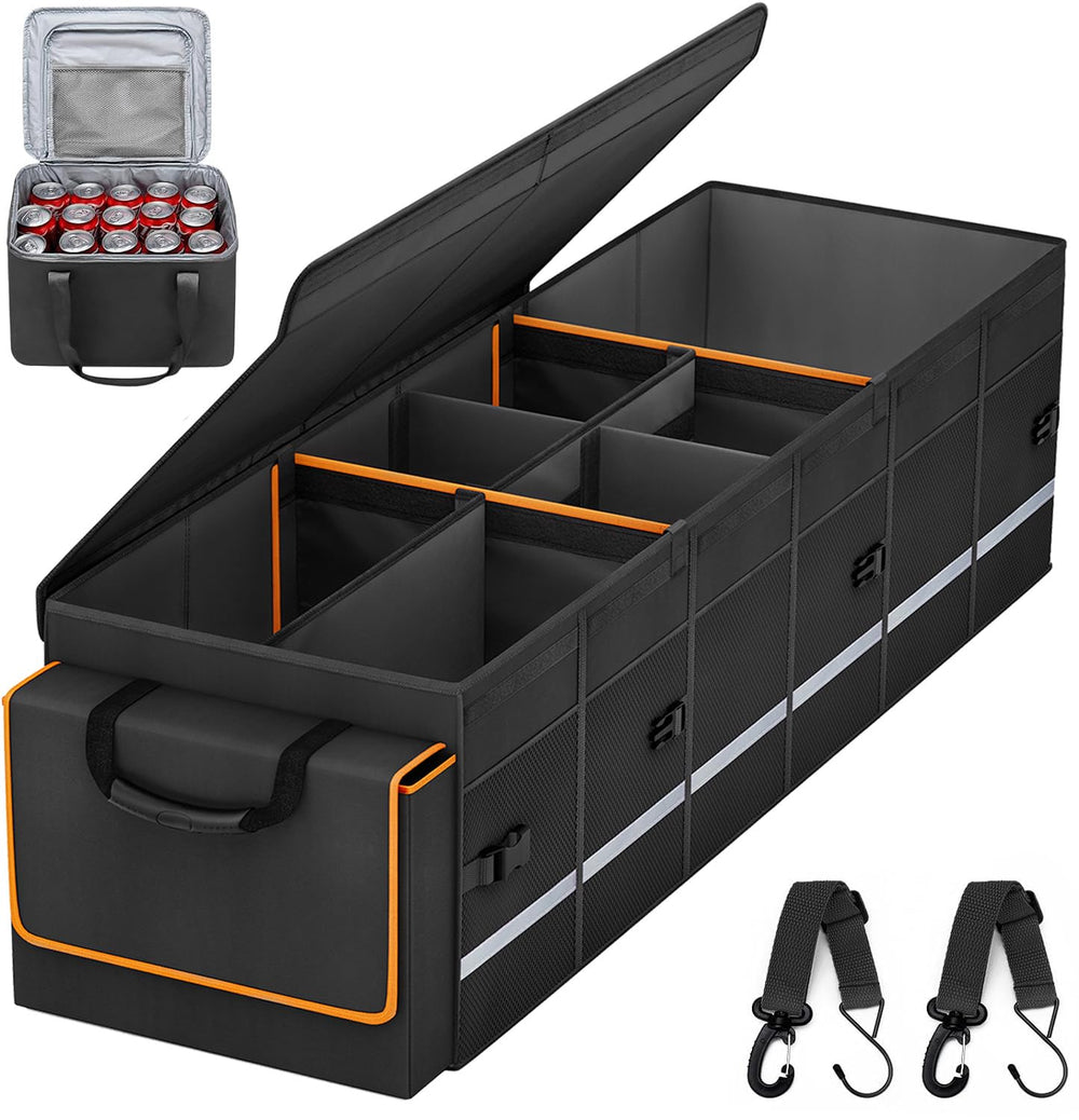 GDNasist trunk organizer with lid and removable cooler demonstrates organized cargo