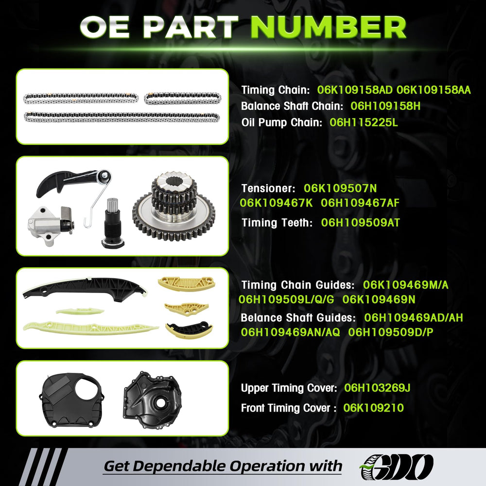GDO EA888 oil pump chain section highlighting durable link for reliable oiling
