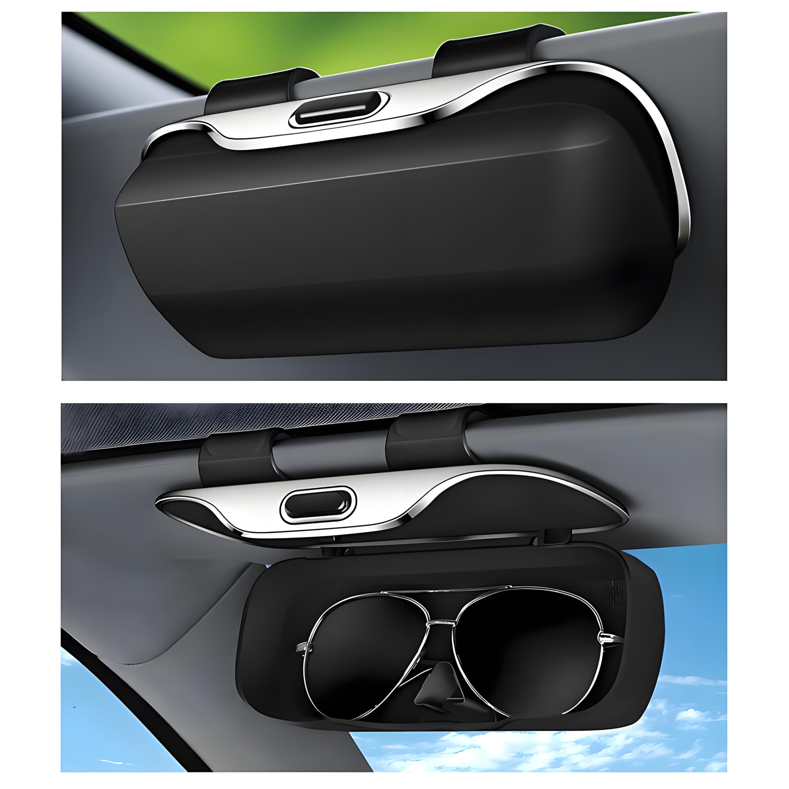 Open spring-loaded button in action for quick eyewear access