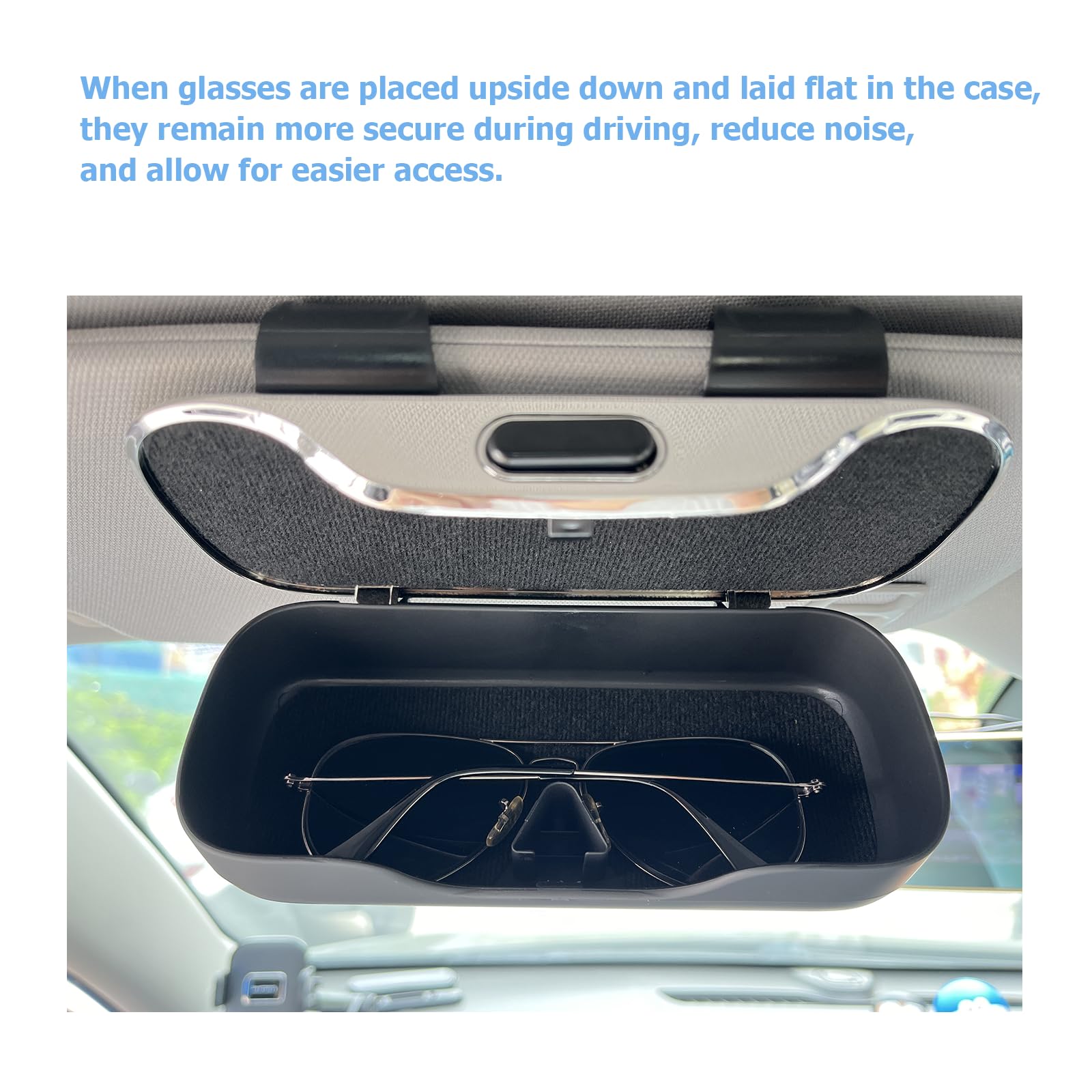 GDQ visor glasses storage box compact design in black finish
