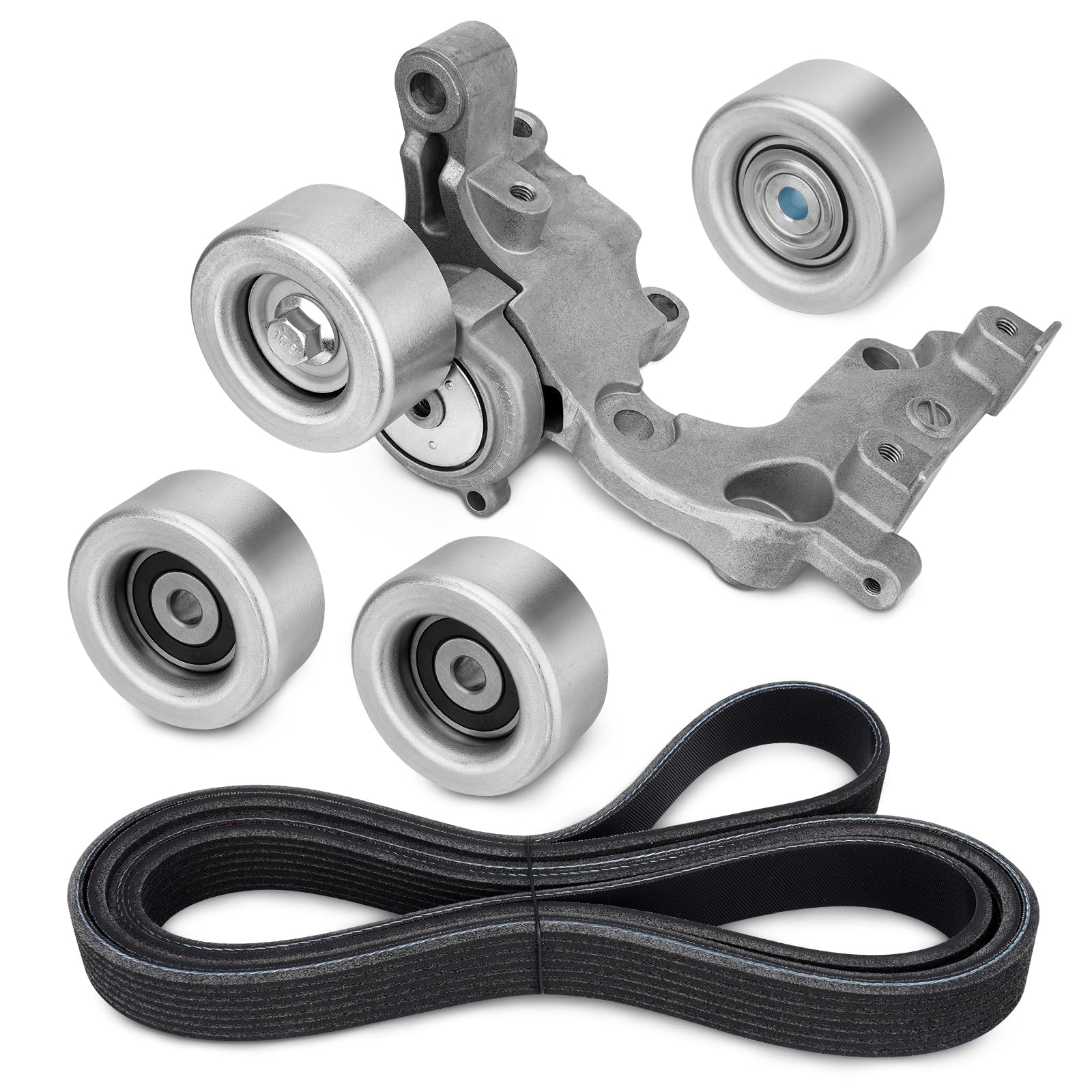 GDUKOP drive belt tensioner kit for Tacoma, engine bay assembly promoting reliable operation.