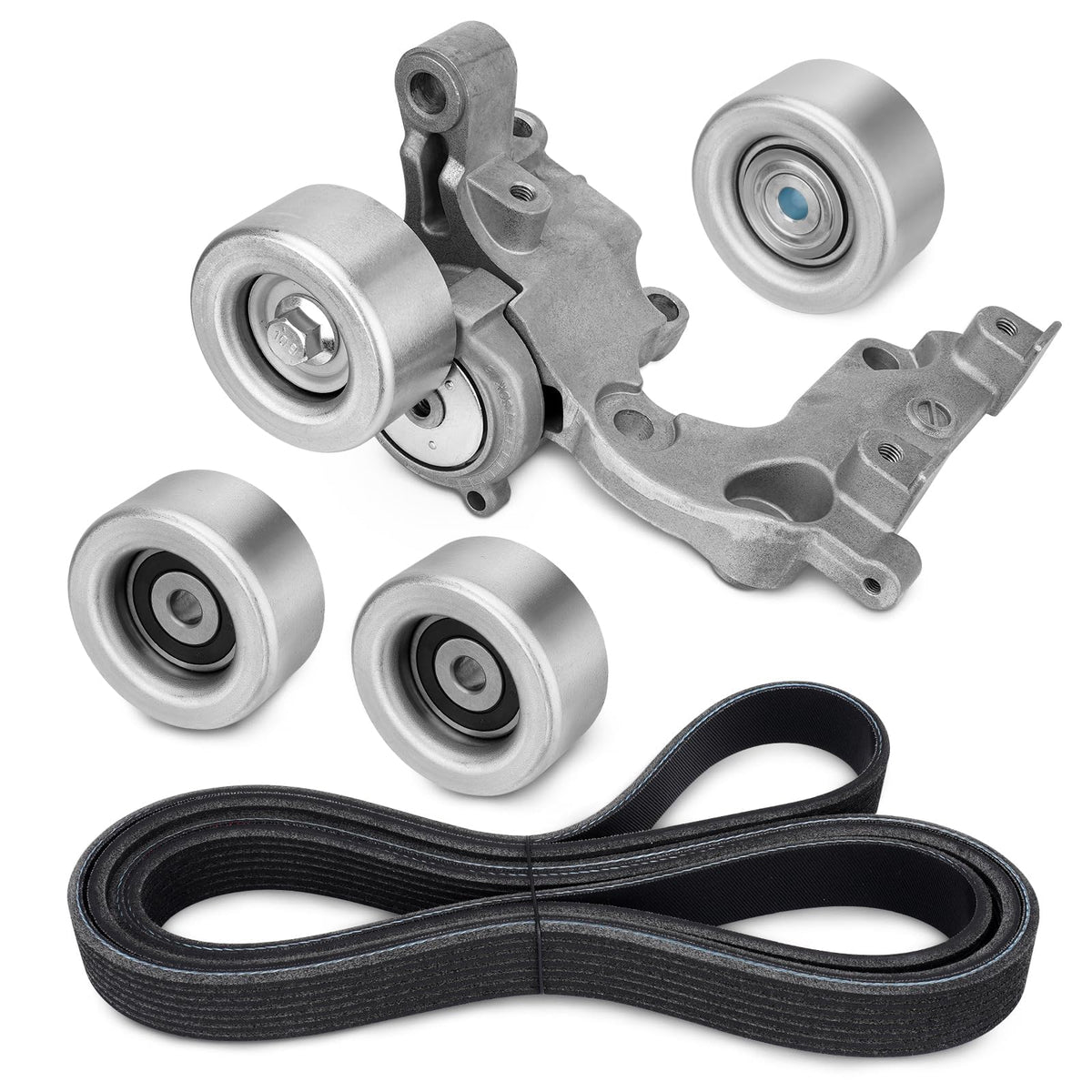GDUKOP drive belt tensioner kit for Tacoma, engine bay assembly promoting reliable operation.