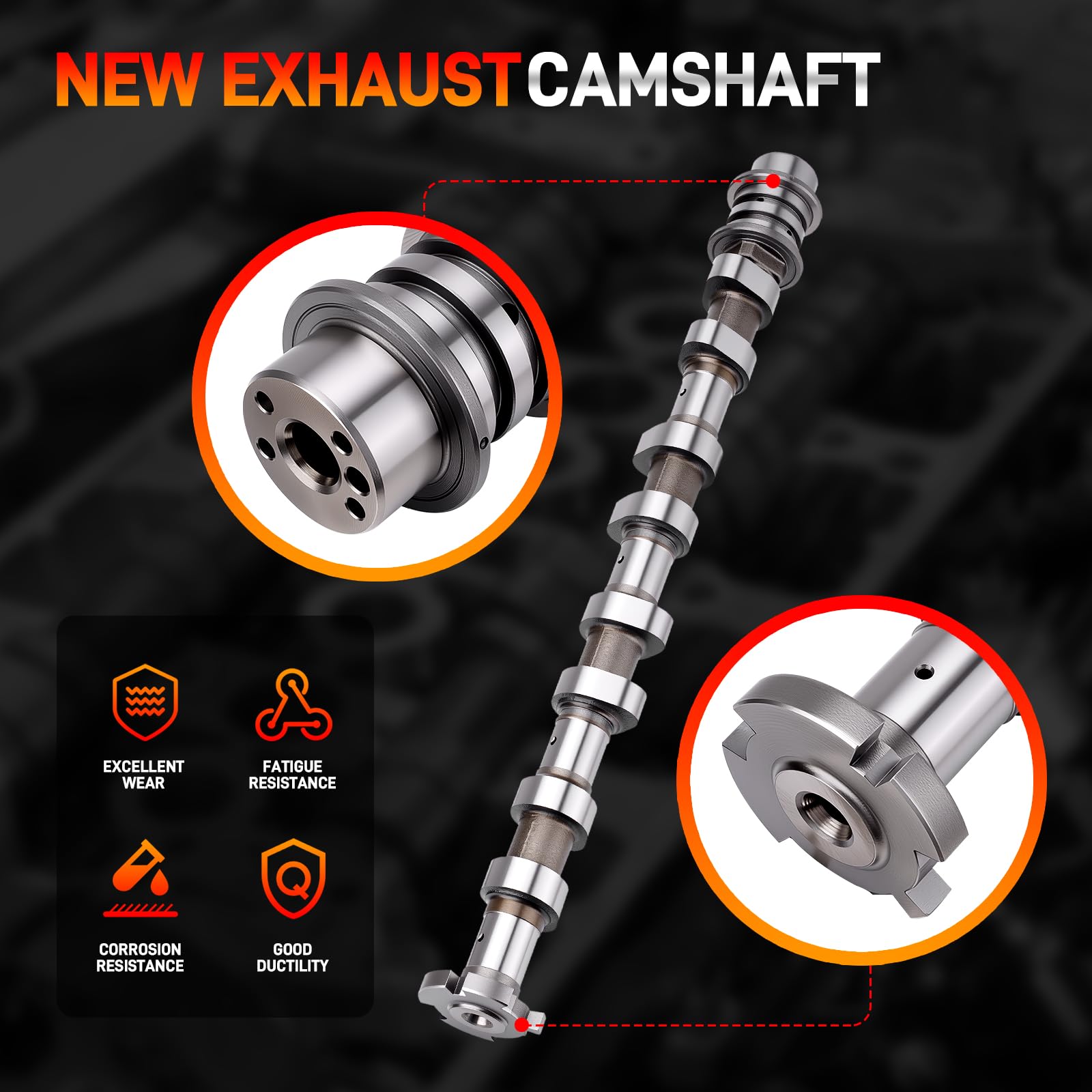 GDUKOP camshaft with heat-treated coating withstands high-temperature engine use.