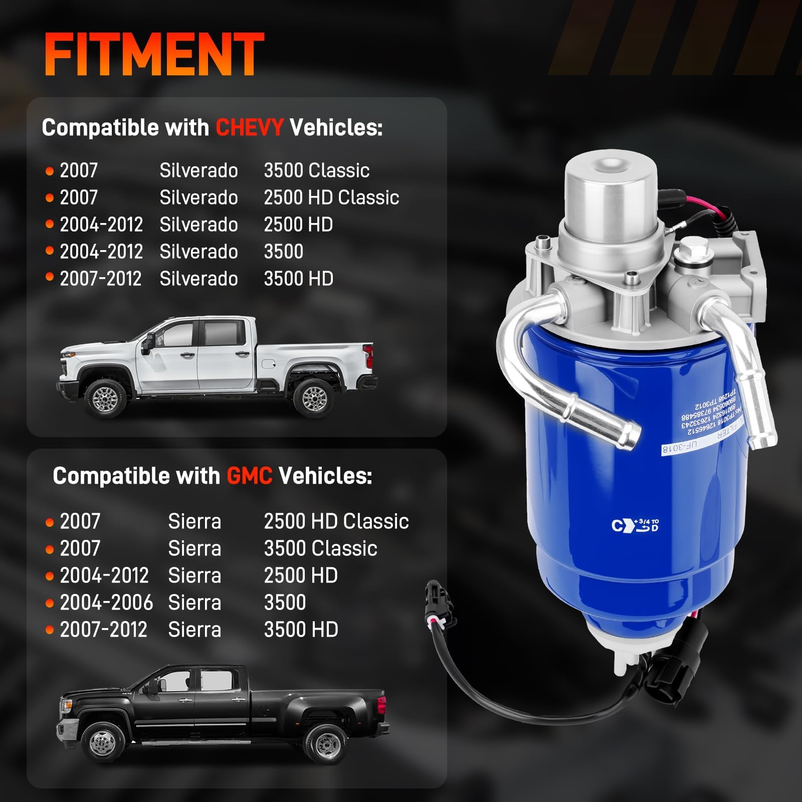 GDUKOP fuel filter housing with water sensor supports reliable water separation in diesel fuel.