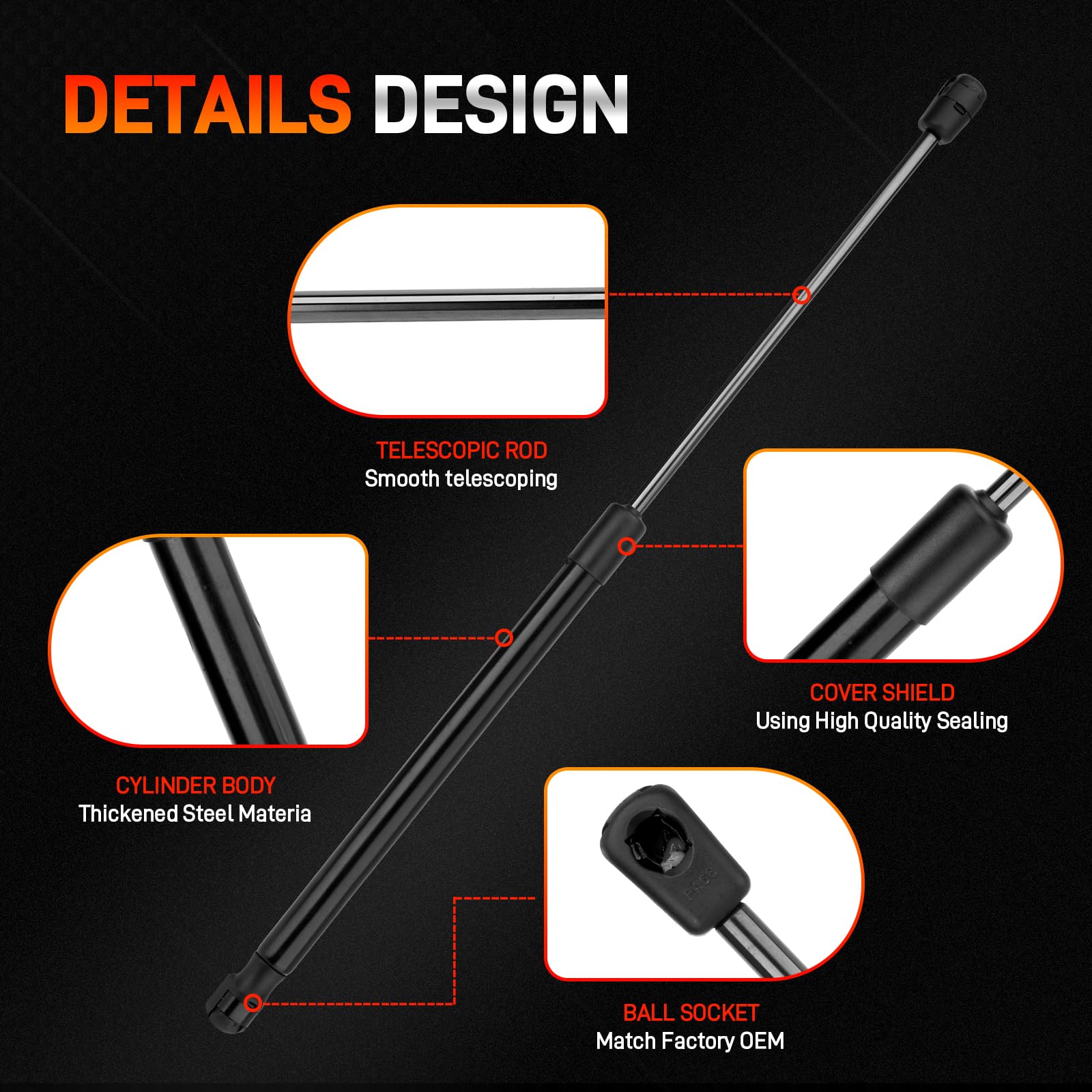 GDUKOP hood lift shocks for Dodge Ram 1500 offering durable performance