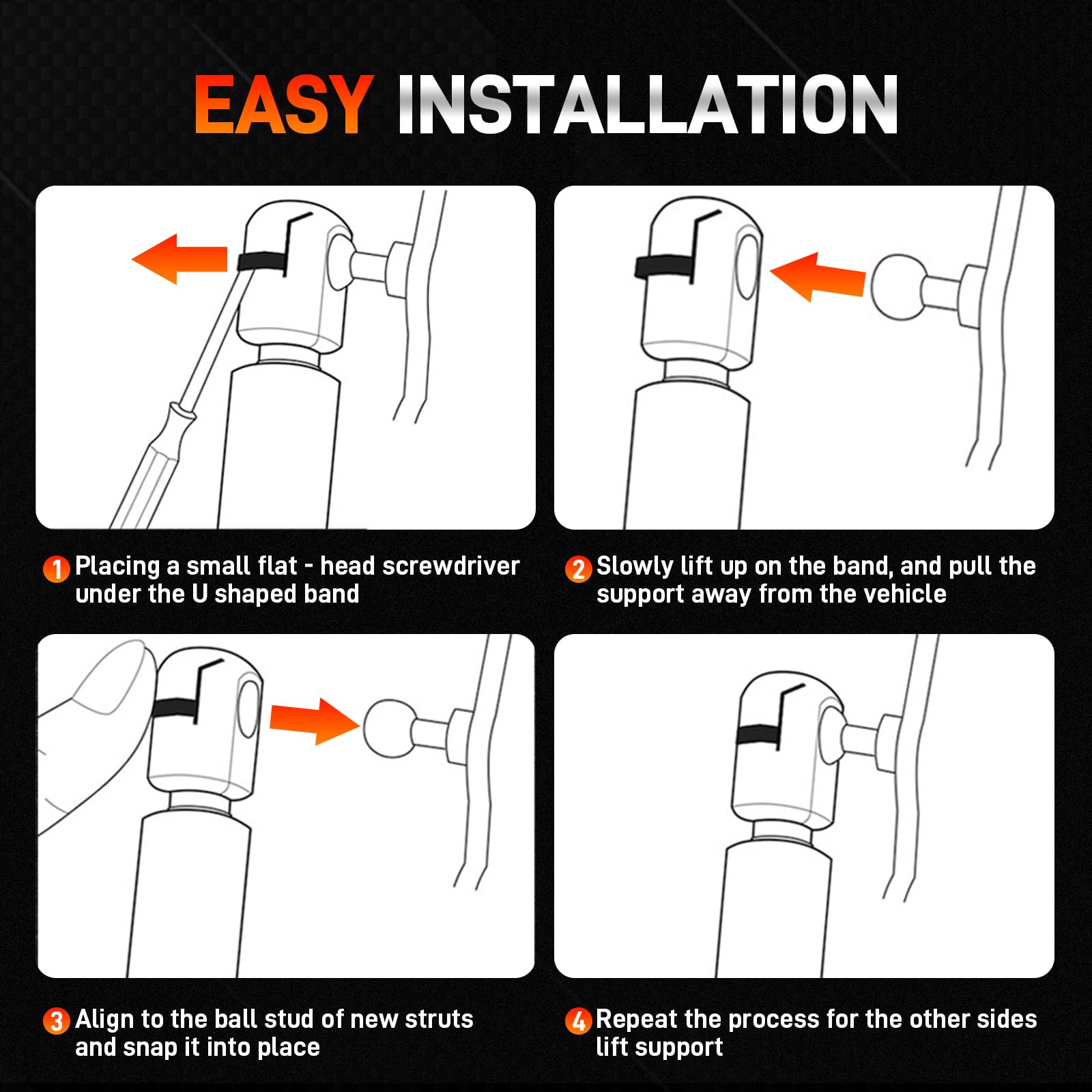 GDUKOP installation-ready rear lift supports for easy swap