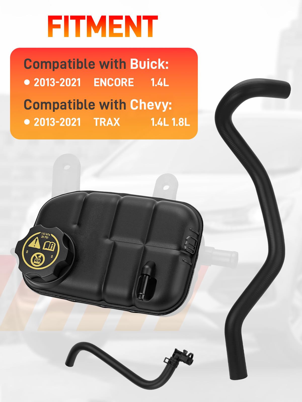 GDUKOP radiator overflow tank with air bleed hose highlights easy air release during heating cycles.