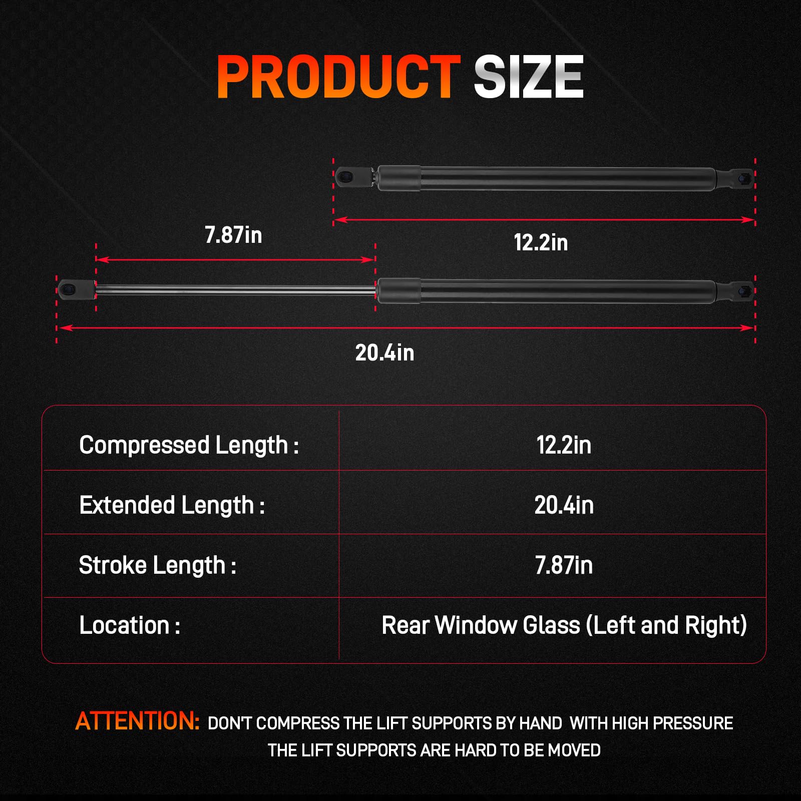 GDUKOP rear lift support for Yukon XL 1500-2500 enhances glass stability