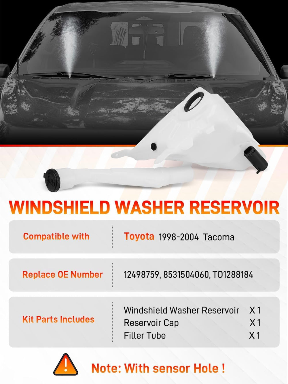 GDUKOP reservoir with sensor hole bottom for compatible wiper system.