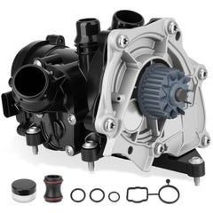 GDUKOP thermostat water pump assembly front view with integrated housing