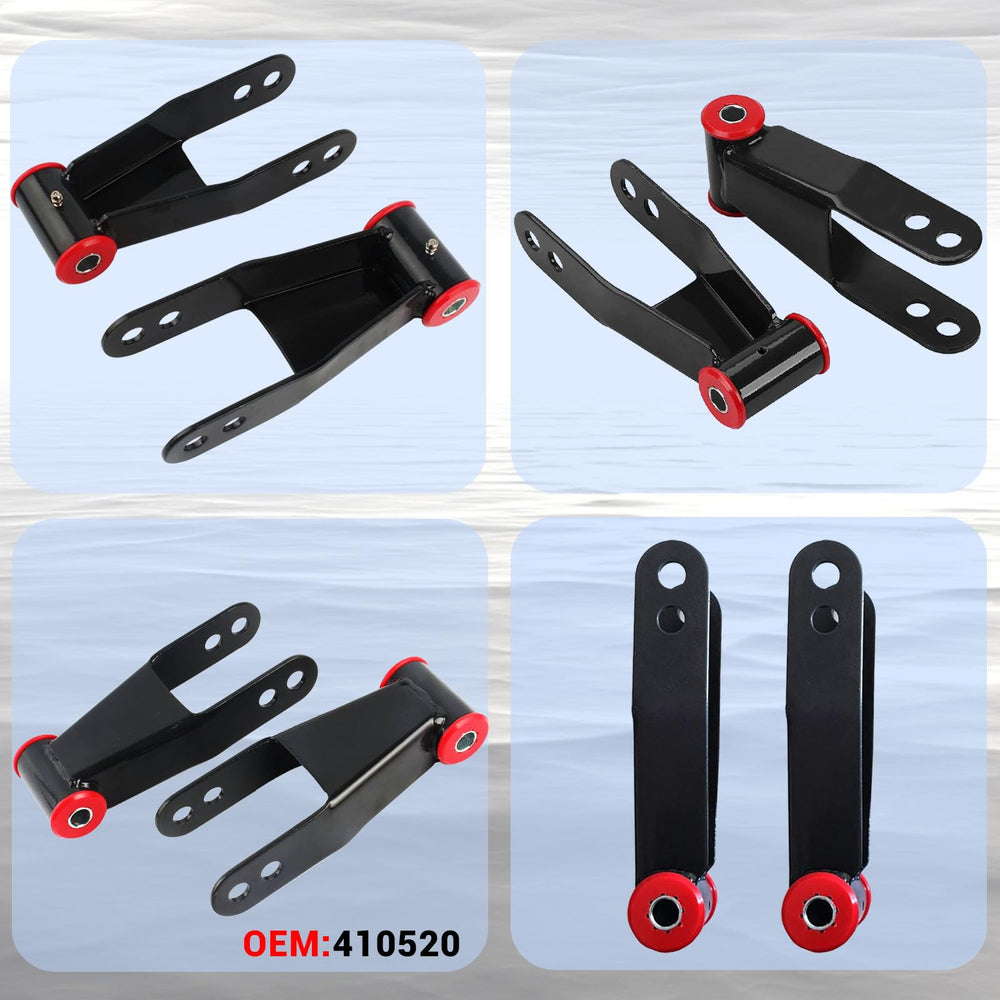 Gdydi 2inch rear drop shackle kit closeup reveals durable steel with rust resistant coating