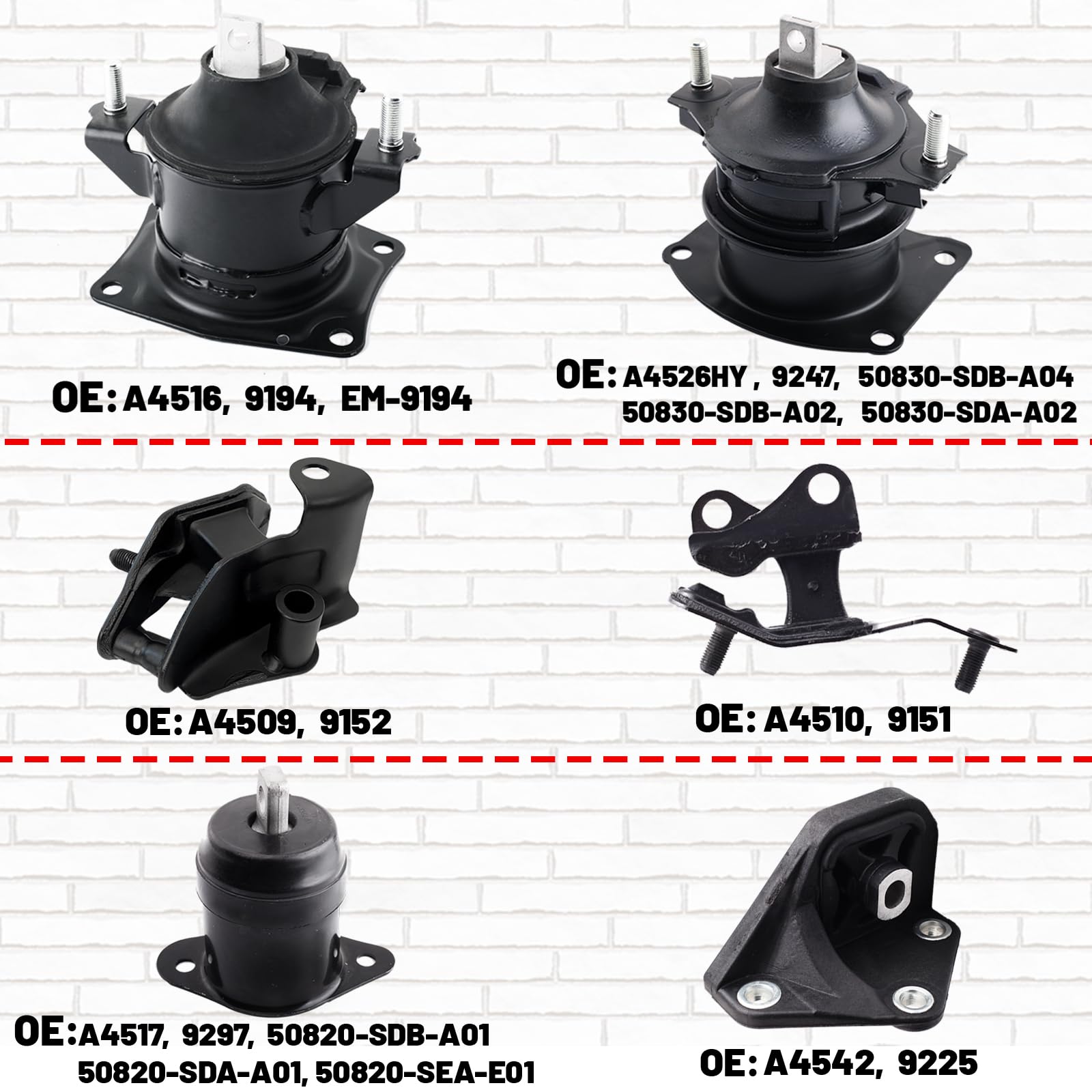 Gdydi 6-piece kit packaging image shows complete engine and transmission mounts.