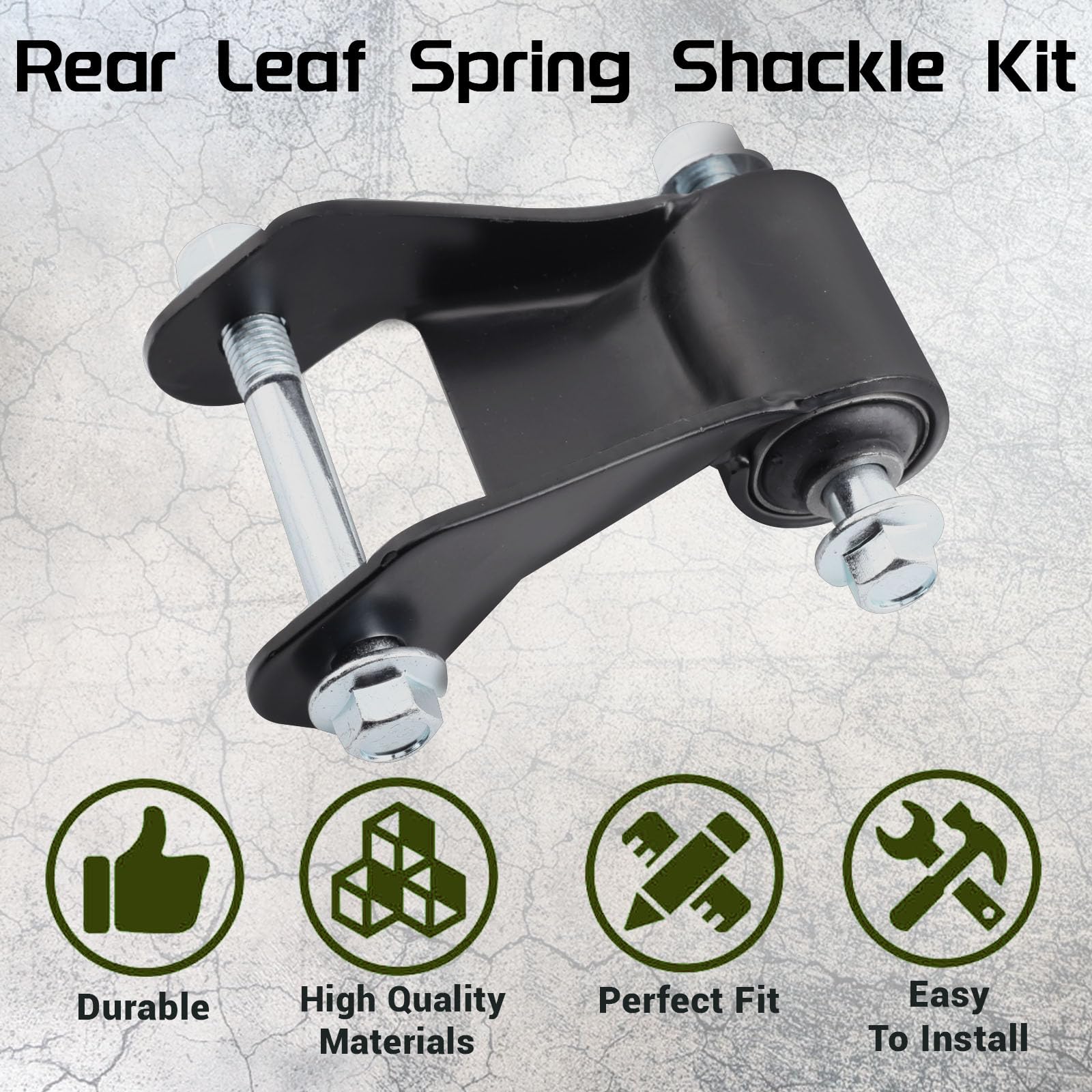 Gdydi rear leaf spring shackle kit side profile highlights compact, sturdy design.