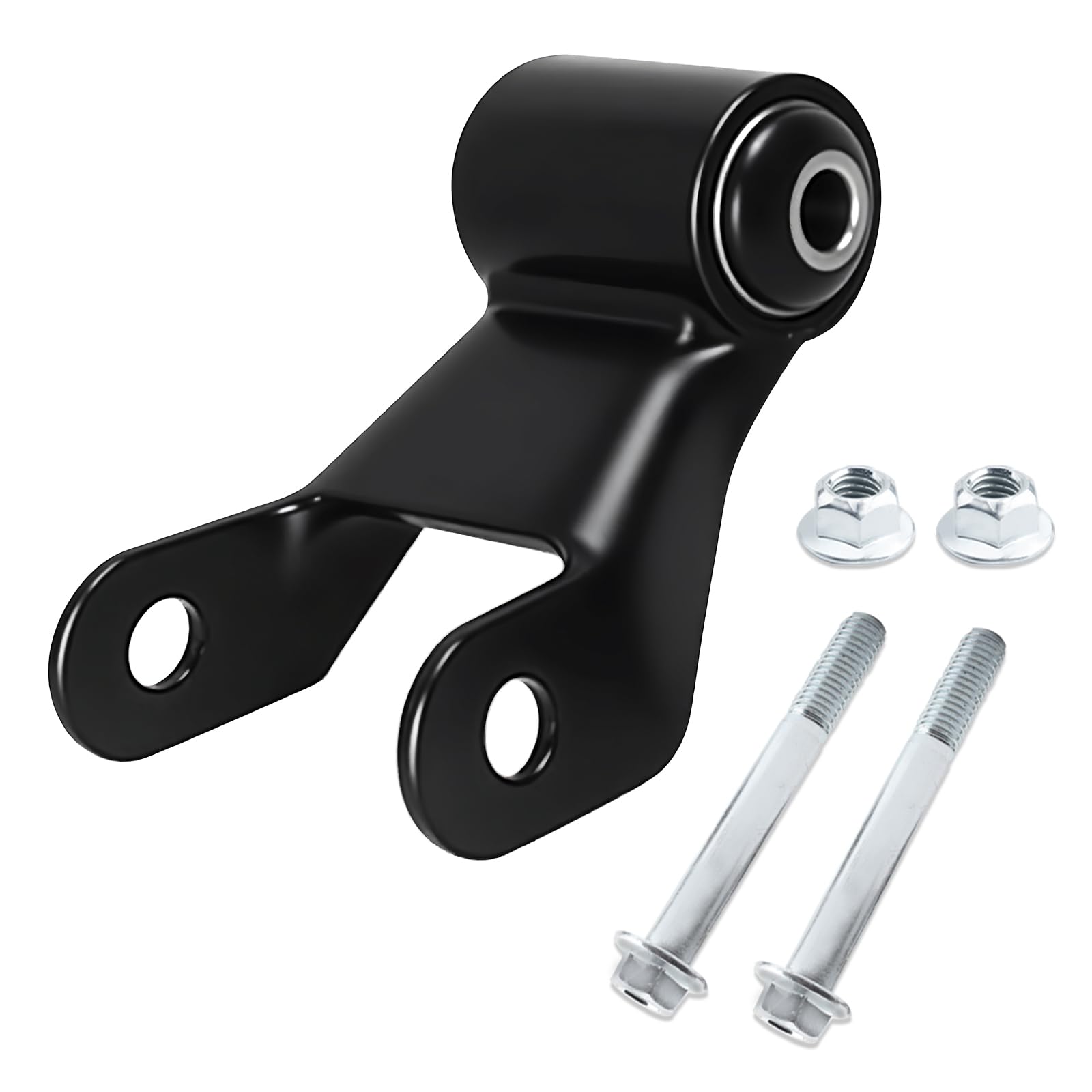 Gdydi rear leaf spring shackle kit under-vehicle view indicates fit for heavy-duty suspension.