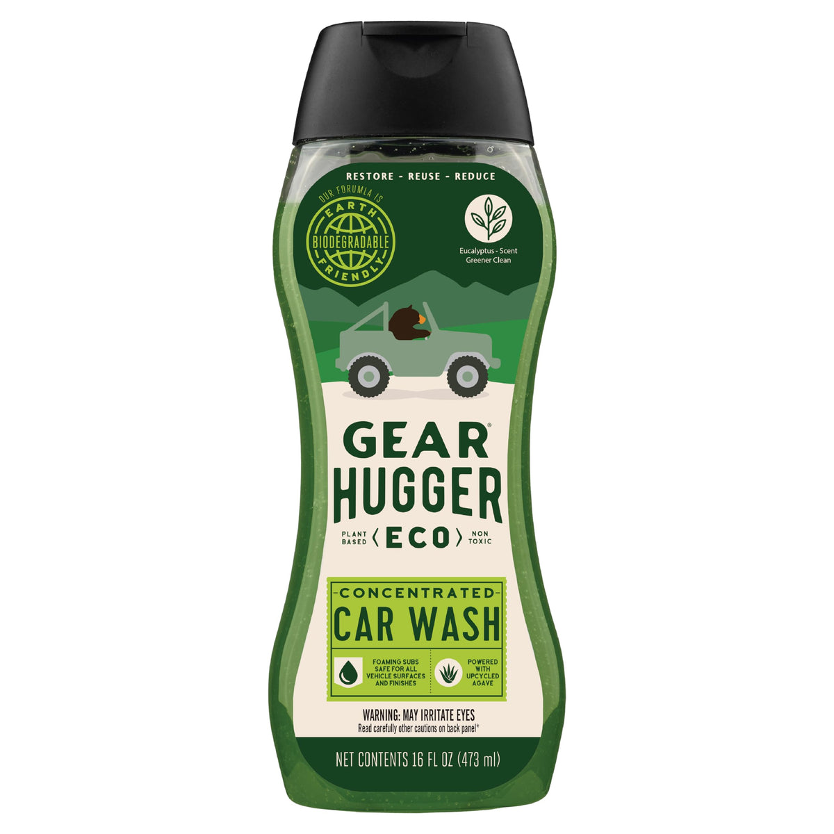 Gear Hugger Car Wash Soap bottle with rich foam showing thorough cleaning action