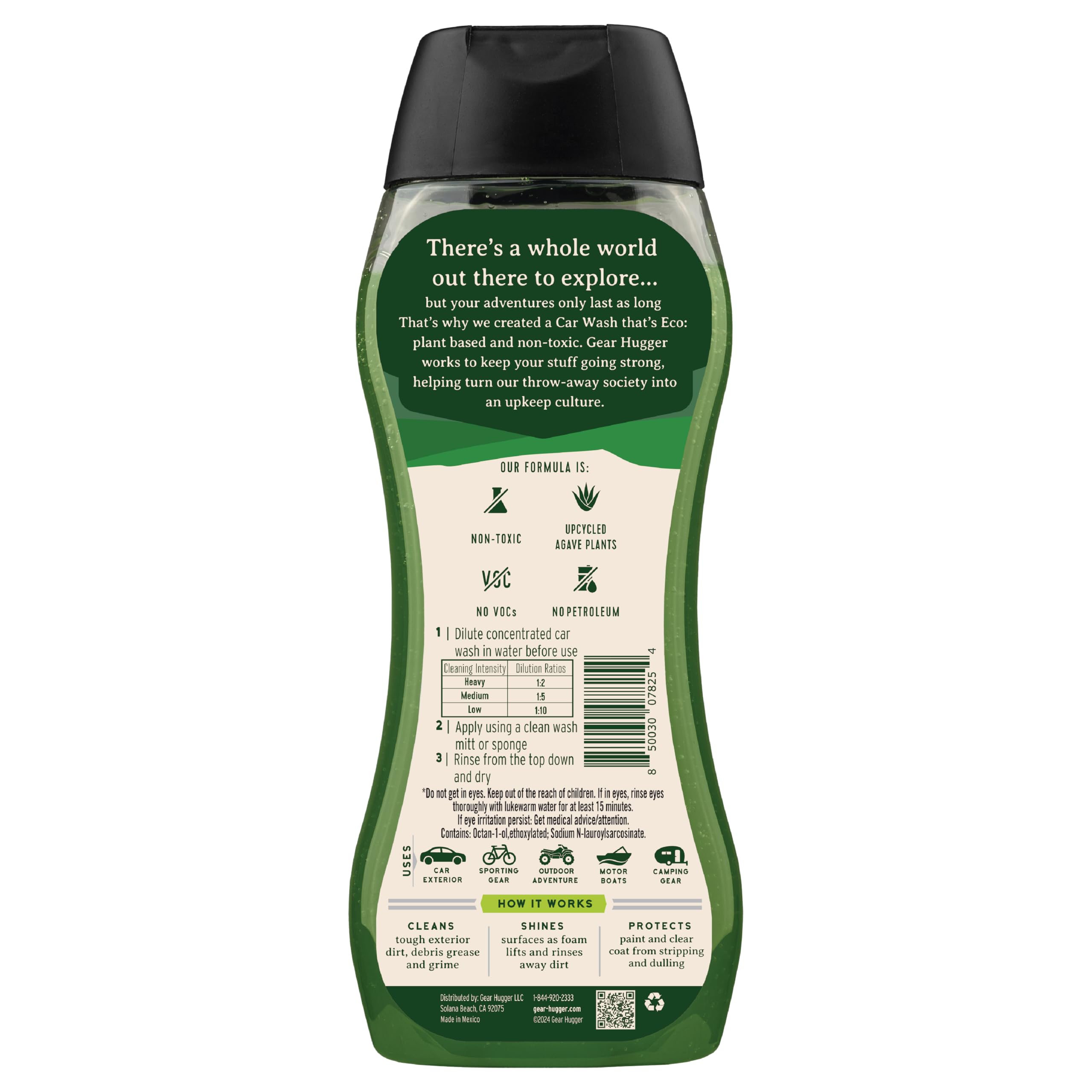 Gear Hugger Car Wash Soap eco-friendly concentrated formula in bottle