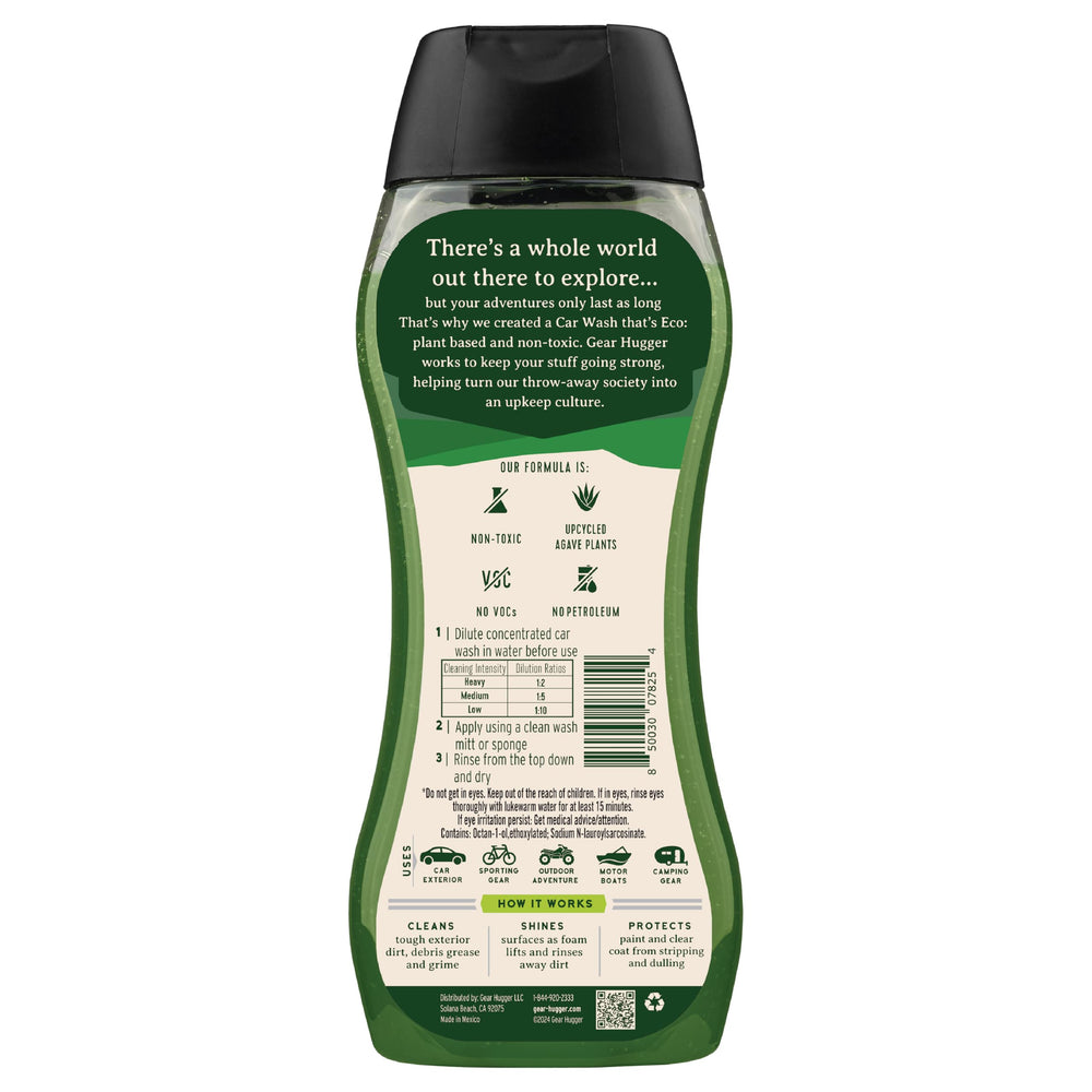 Gear Hugger Car Wash Soap eco-friendly concentrated formula in bottle