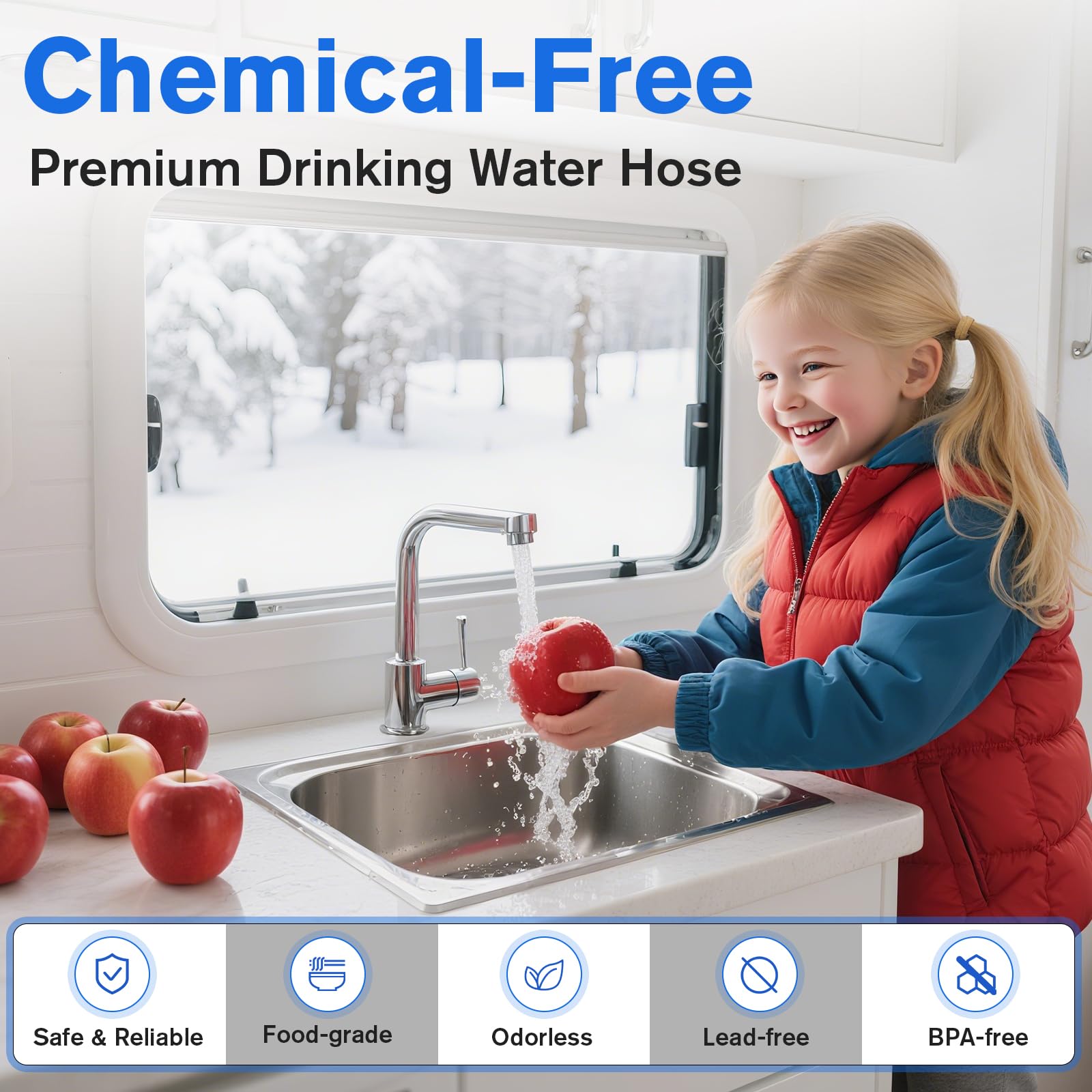 GEARBONE 150psi high-pressure hose withstands park and home water fluctuations.