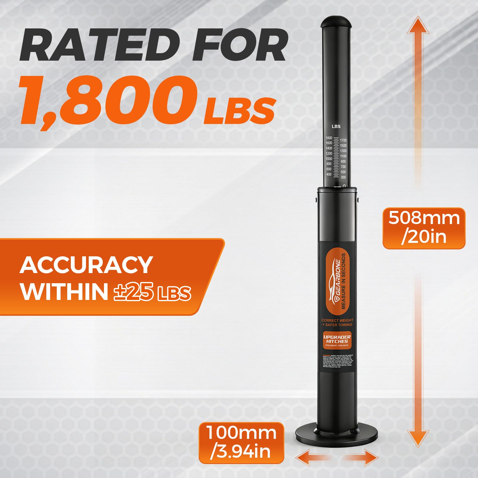 GEARBONE digital display integrated with tongue weight scale for precise measurements.