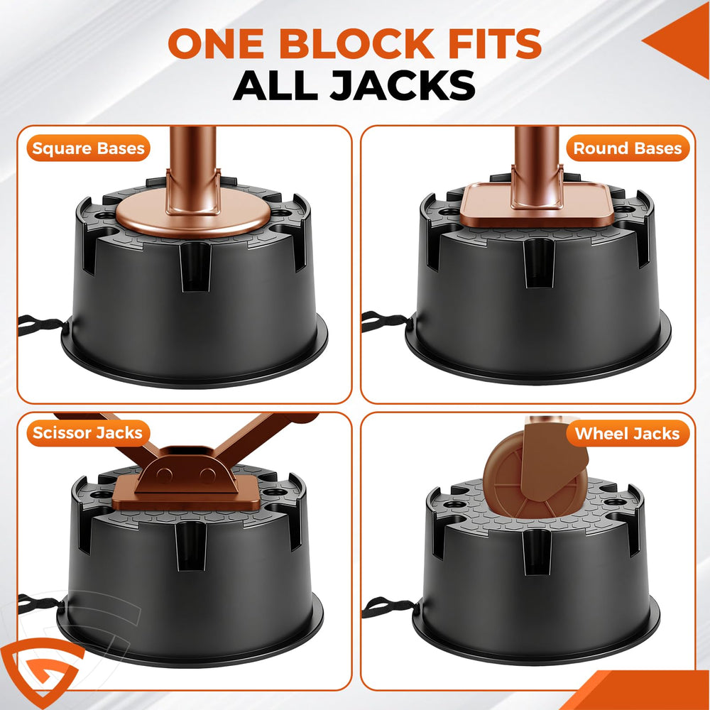GEARBONE heavy-duty pads support up to 40,000 lbs with durable, crack-resistant design