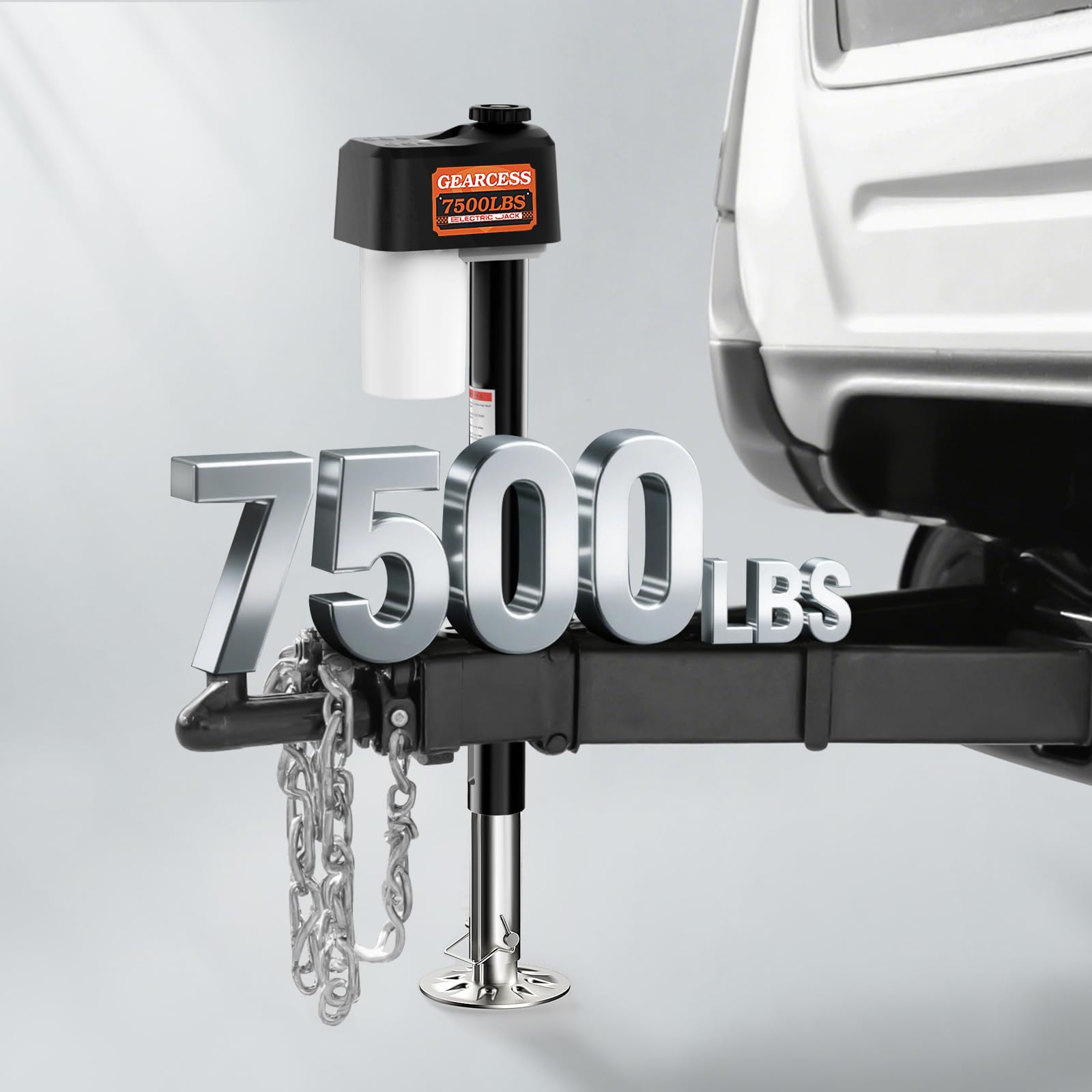 GEARCESS height-adjustable trailer jack for level loading and safe alignment.