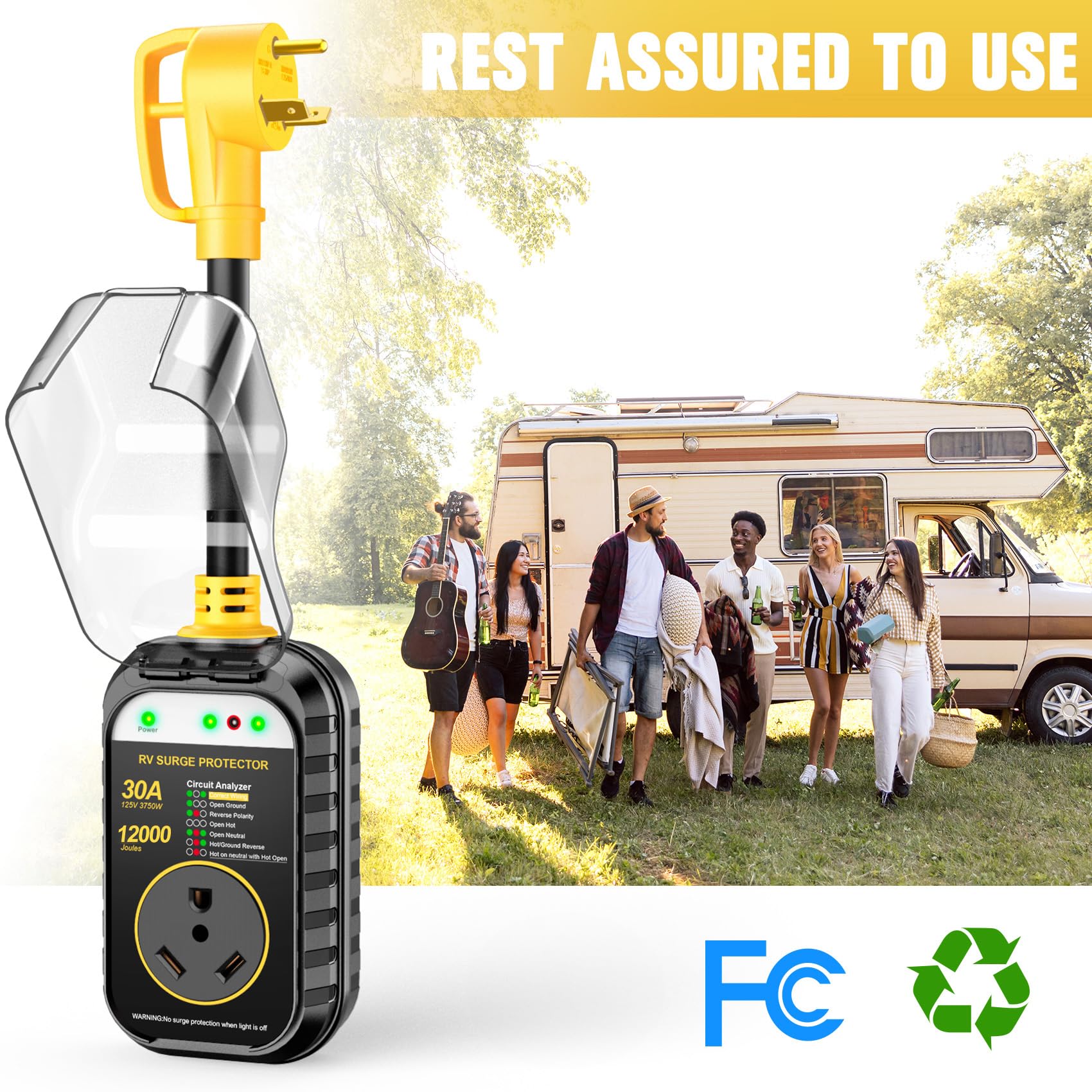 GEARGO yellow camper adapter plug for bright visibility and reliability.