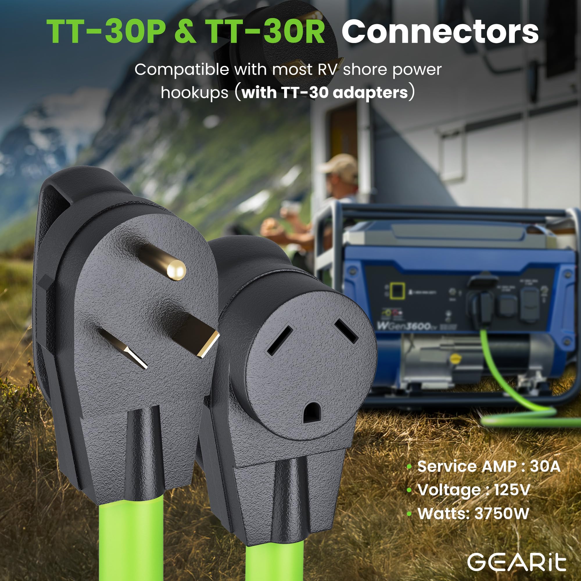 GEARit TT-30P/TT-30R connectors for RV hookups